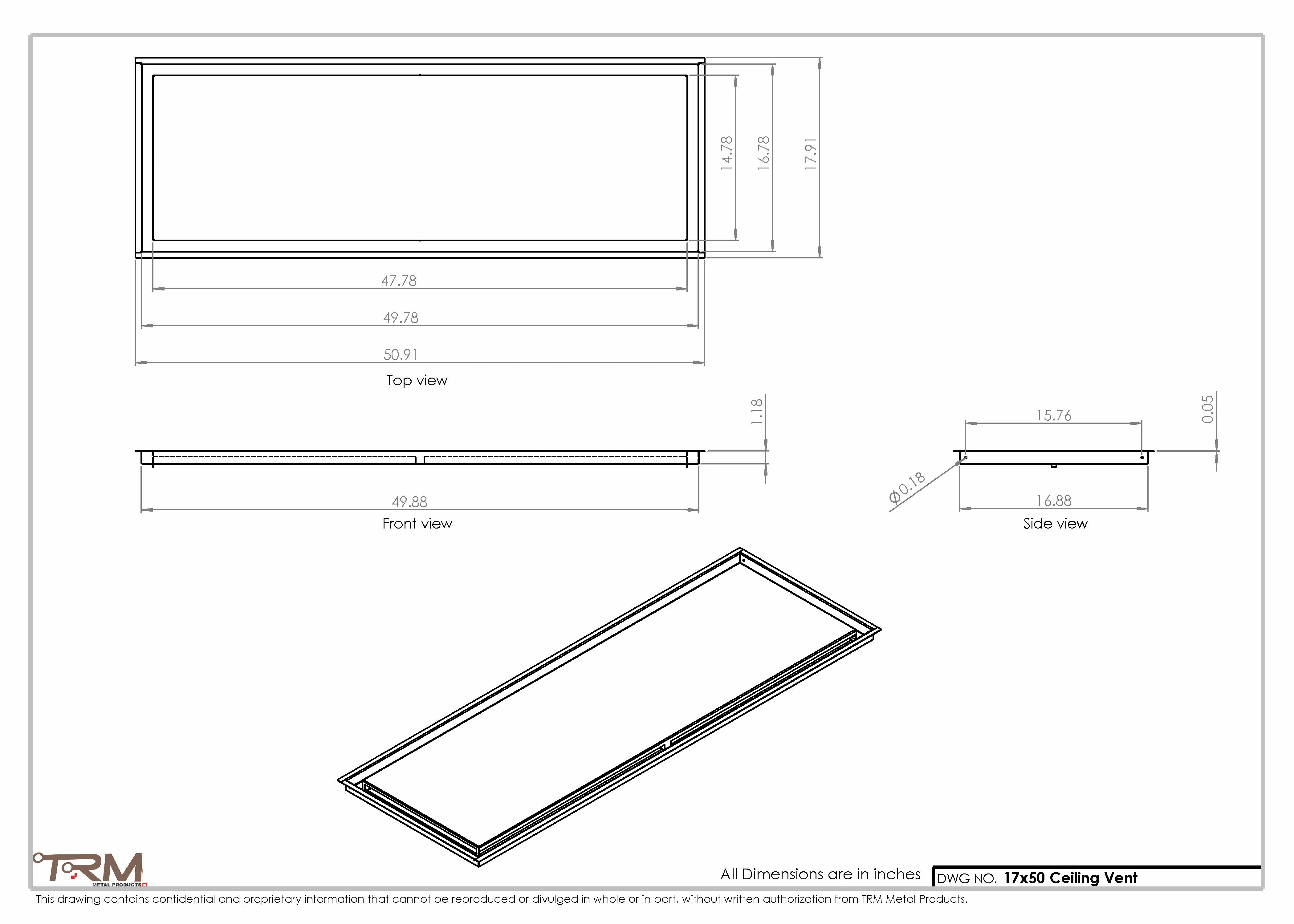 17x50-Modern-Ceiling-Vent Cover-TRM Metal- 50x17 - Image 2