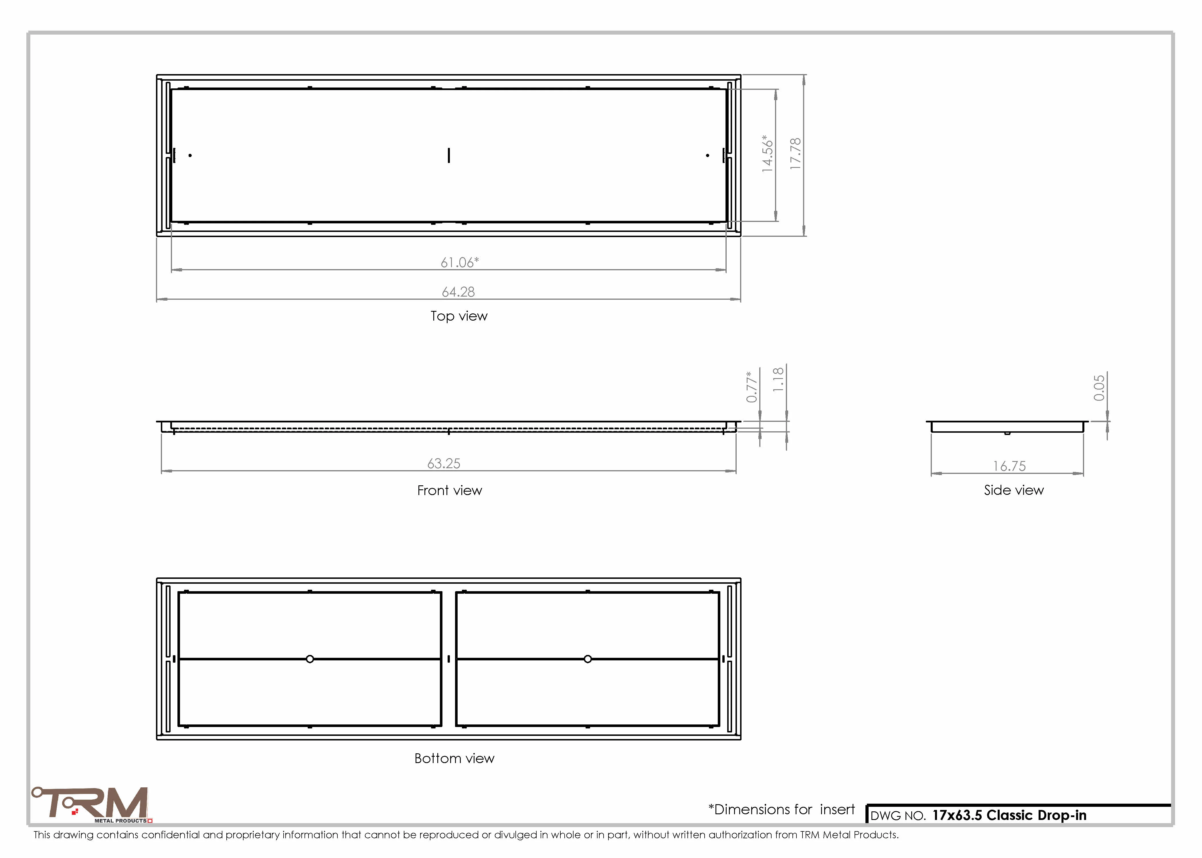 17x63.5 - Classic Drop-in Air Vent, Flush Floor-Matching, All Metal, Floor Vent Cover - TRM Metal 63.5x17 - Image 2