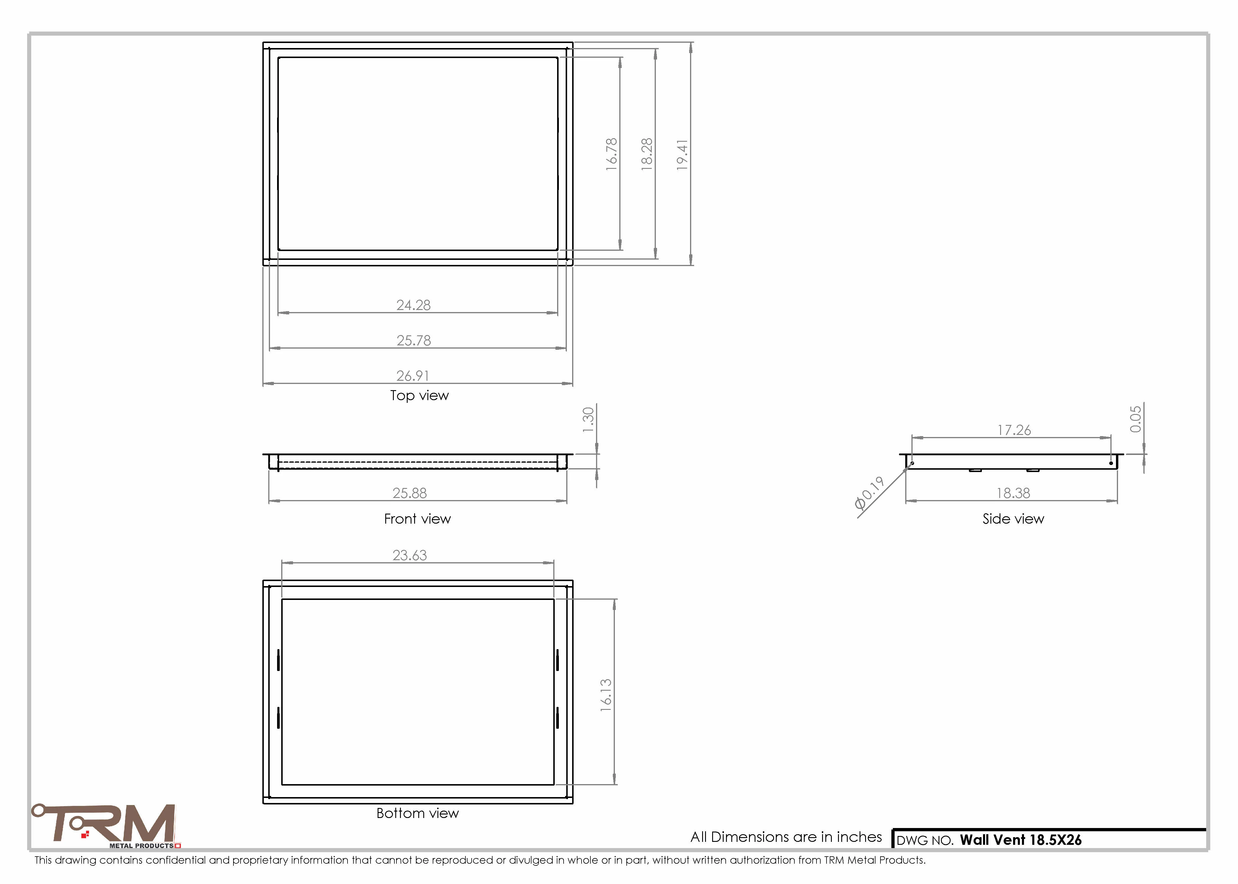 18.5x26 - Wall Vent - Modern Vent Cover -  Return Air Vent - TRM Metal  26x18.5 - Image 2