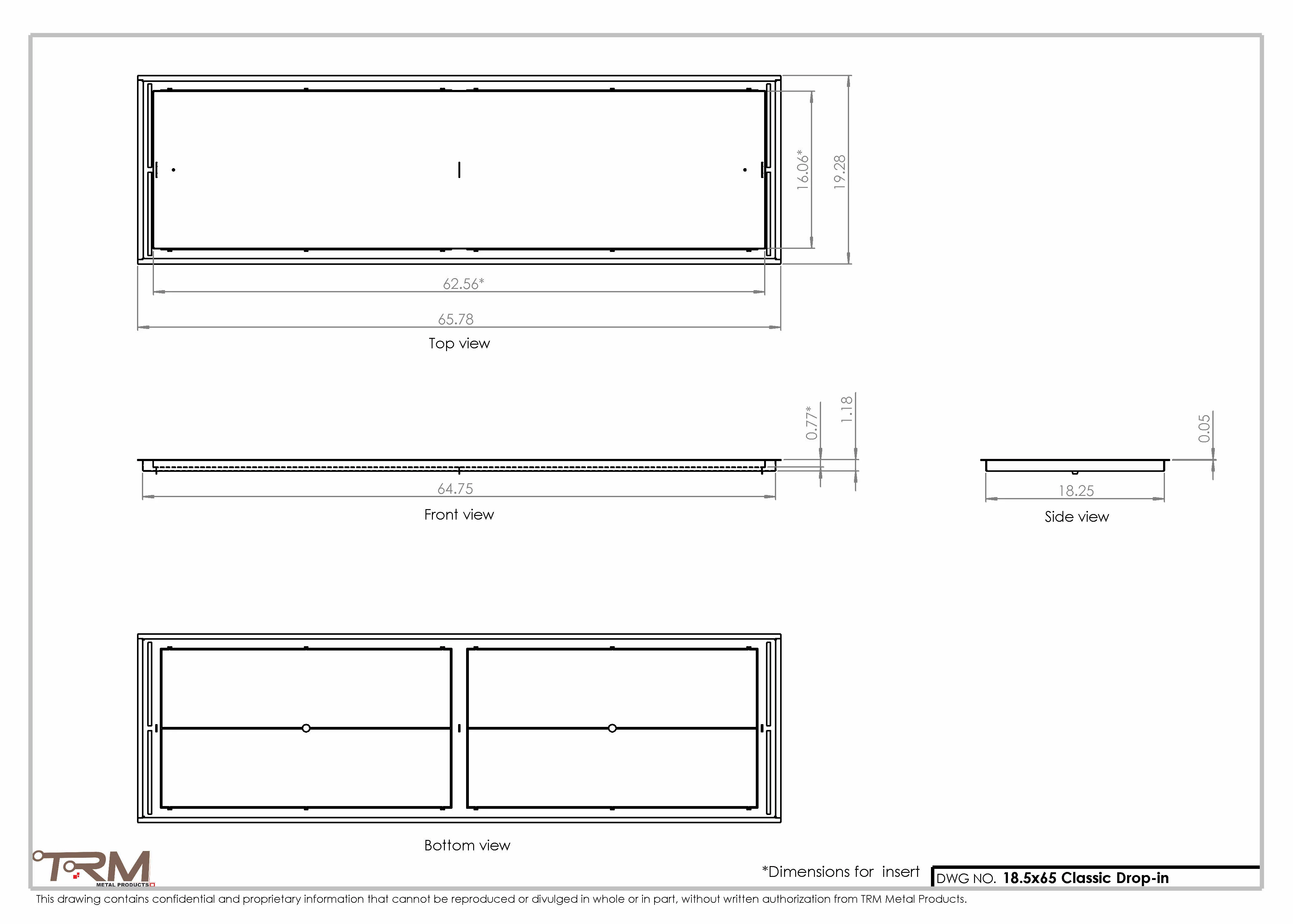 18.5x65 - Classic Drop-in Air Vent, Flush Floor-Matching, All Metal, Floor Vent Cover - TRM Metal 65x18.5 - Image 2