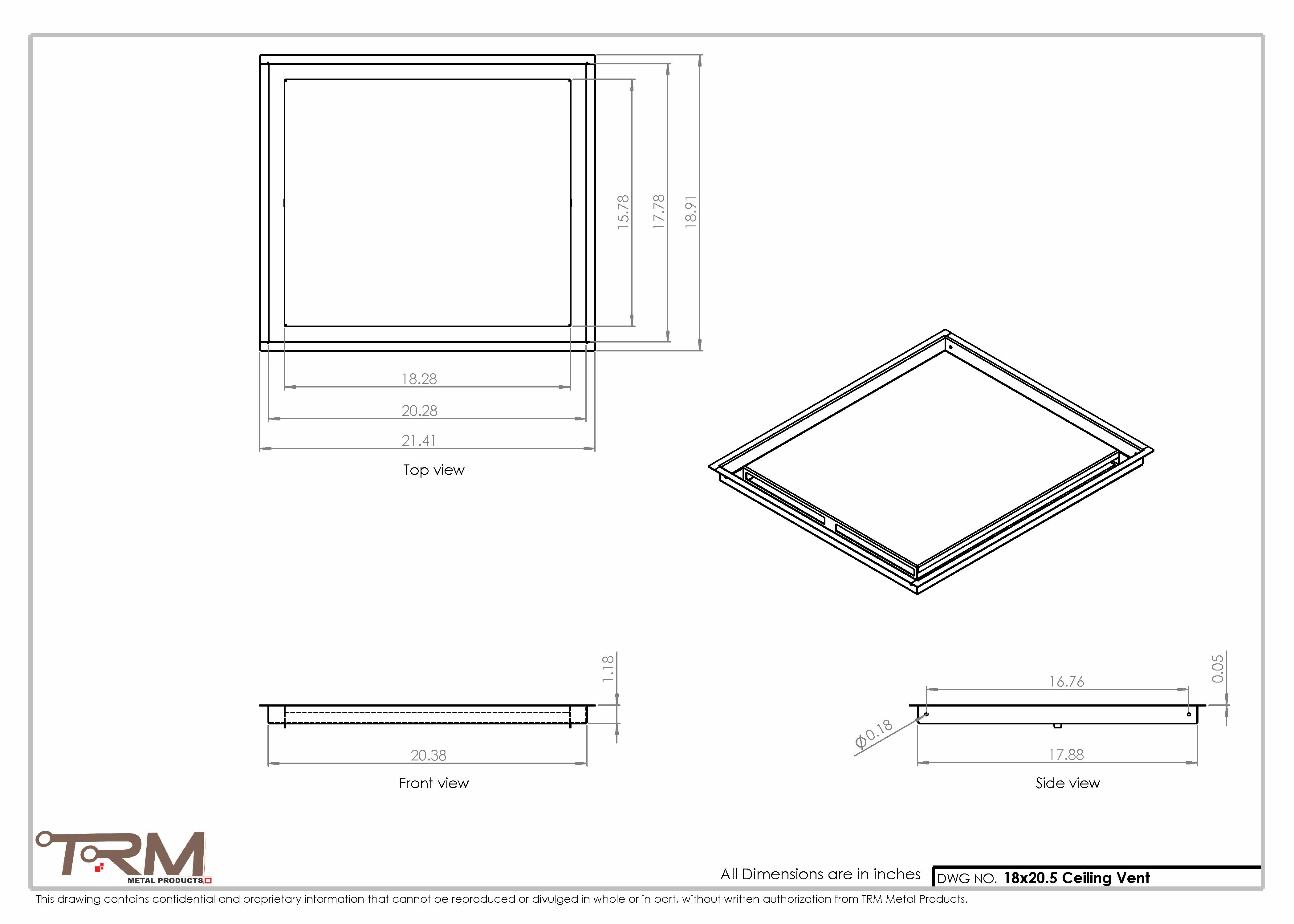 18x20.5 - Modern-Ceiling-Vent Cover-TRM Metal -  20.5x18 - Image 2