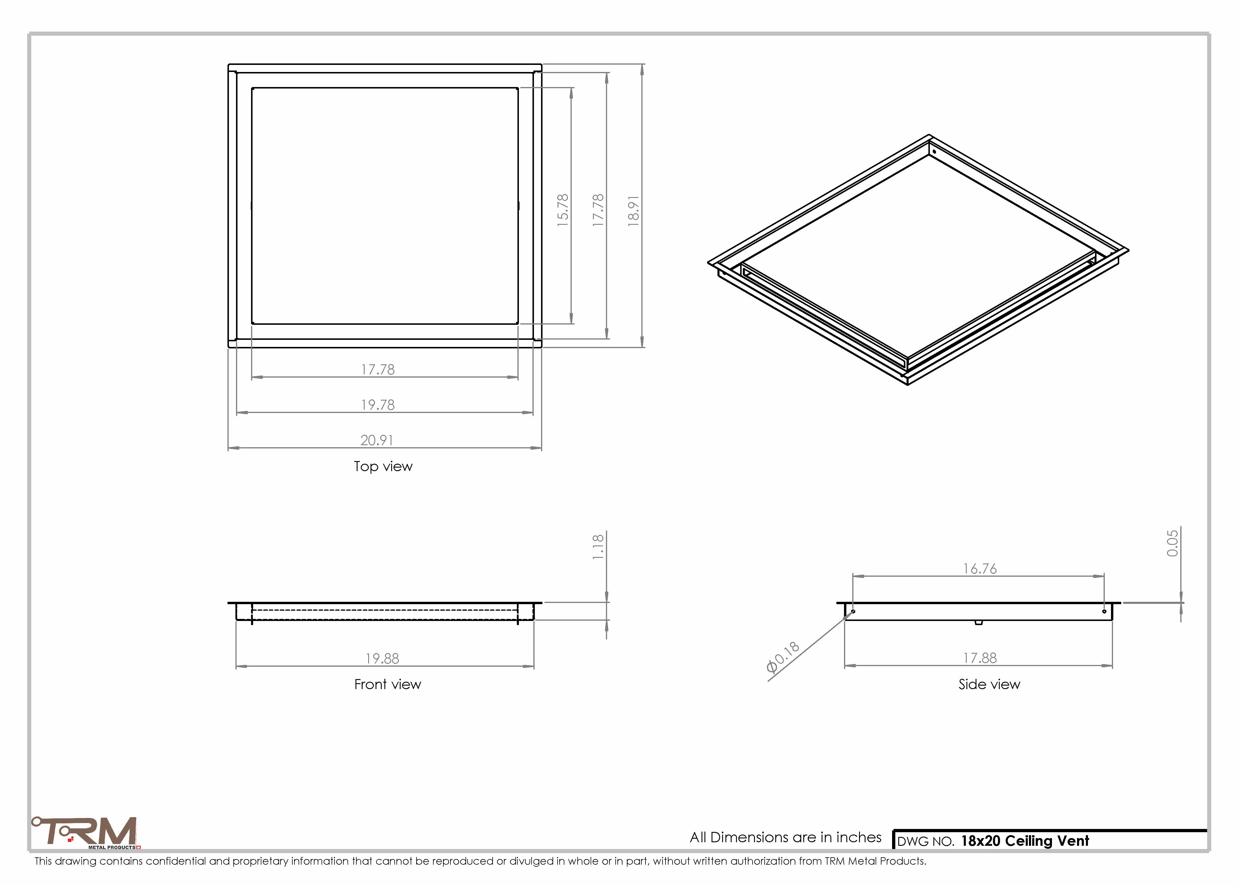 18x20-Modern-Ceiling-Vent Cover-TRM Metal- 20x18 - Image 2