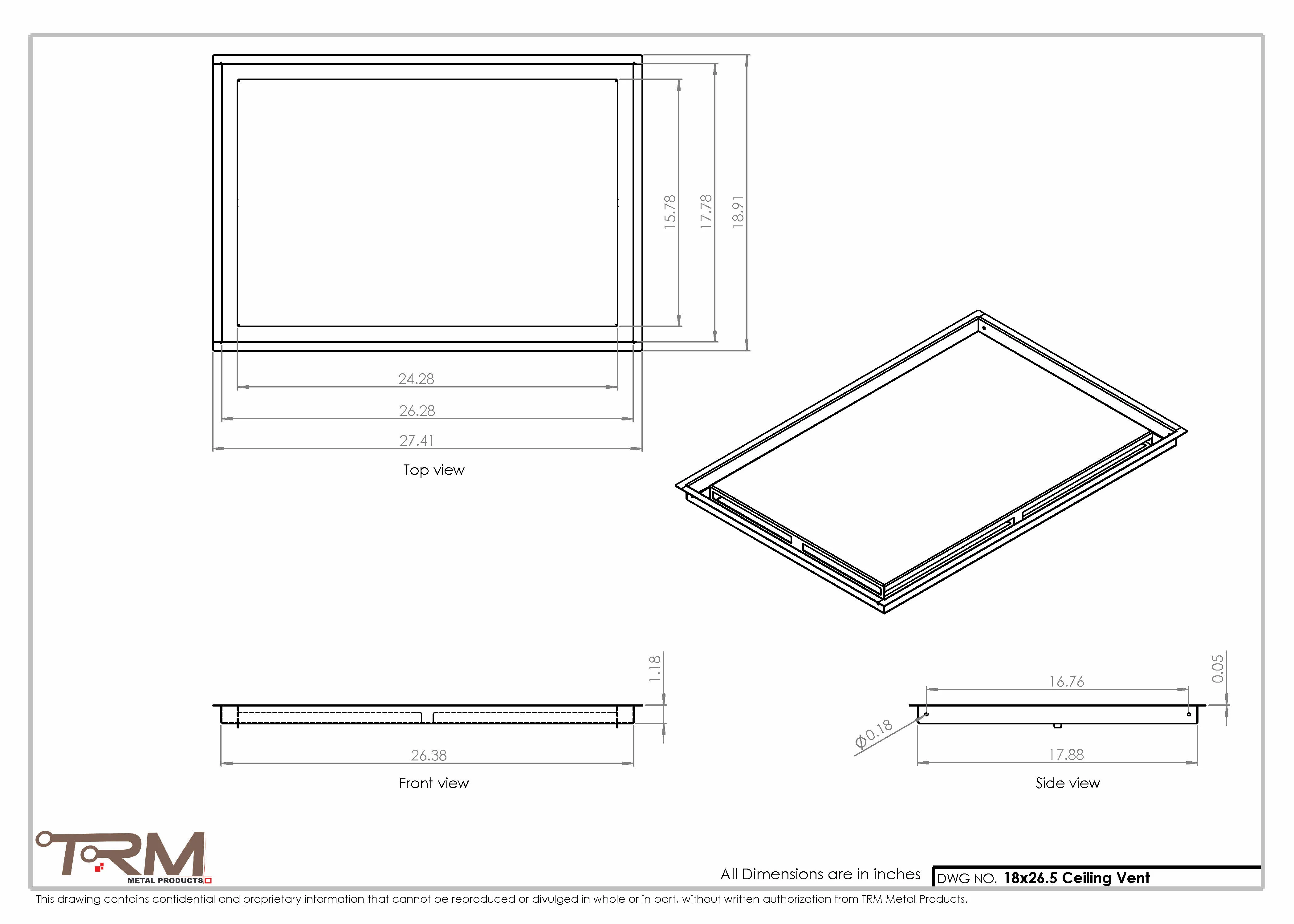 18x26.5 - Modern-Ceiling-Vent Cover-TRM Metal - 26.5x18 - Image 2