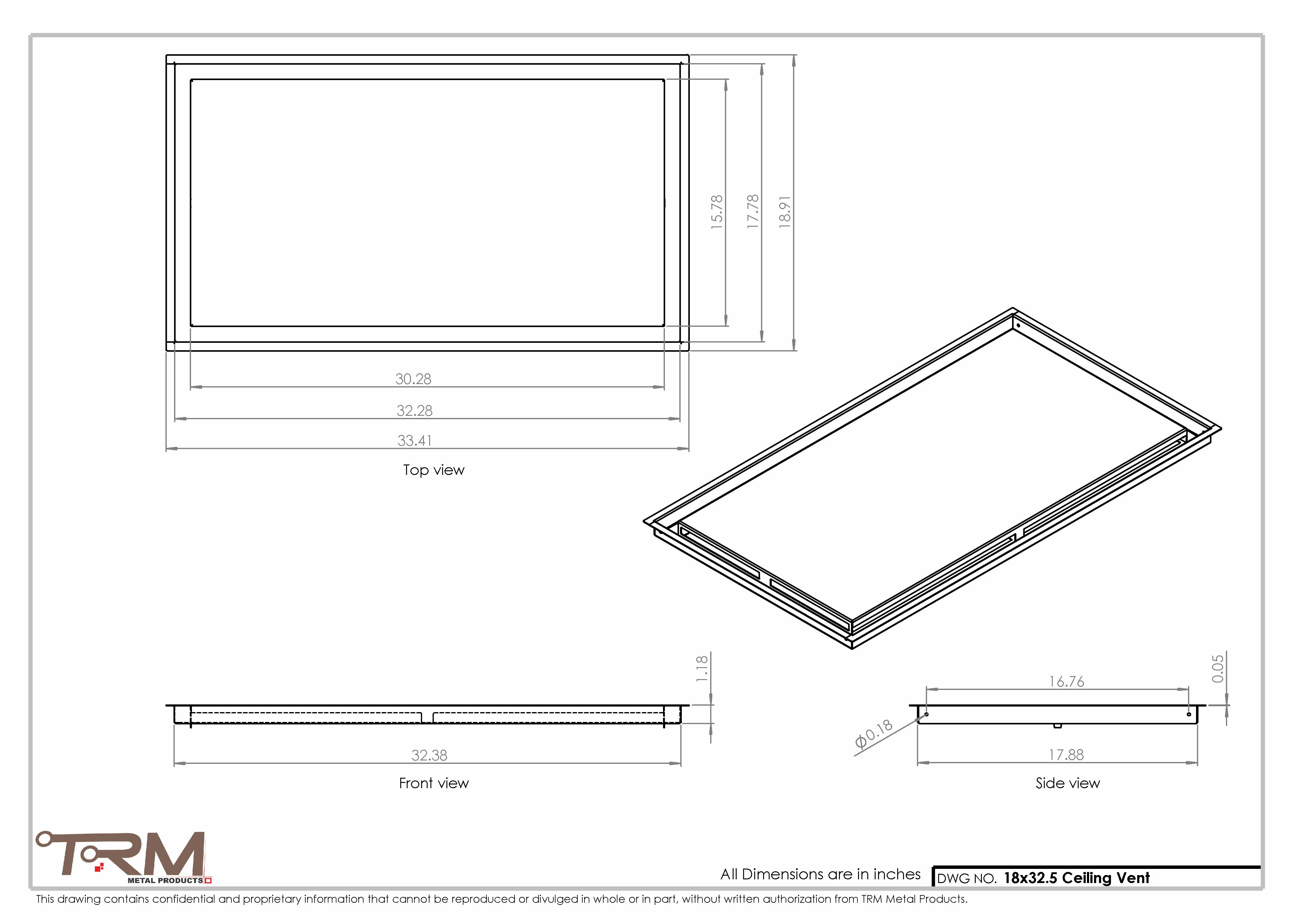 18x32.5 - Modern-Ceiling-Vent Cover-TRM Metal - 32.5x18 - Image 2