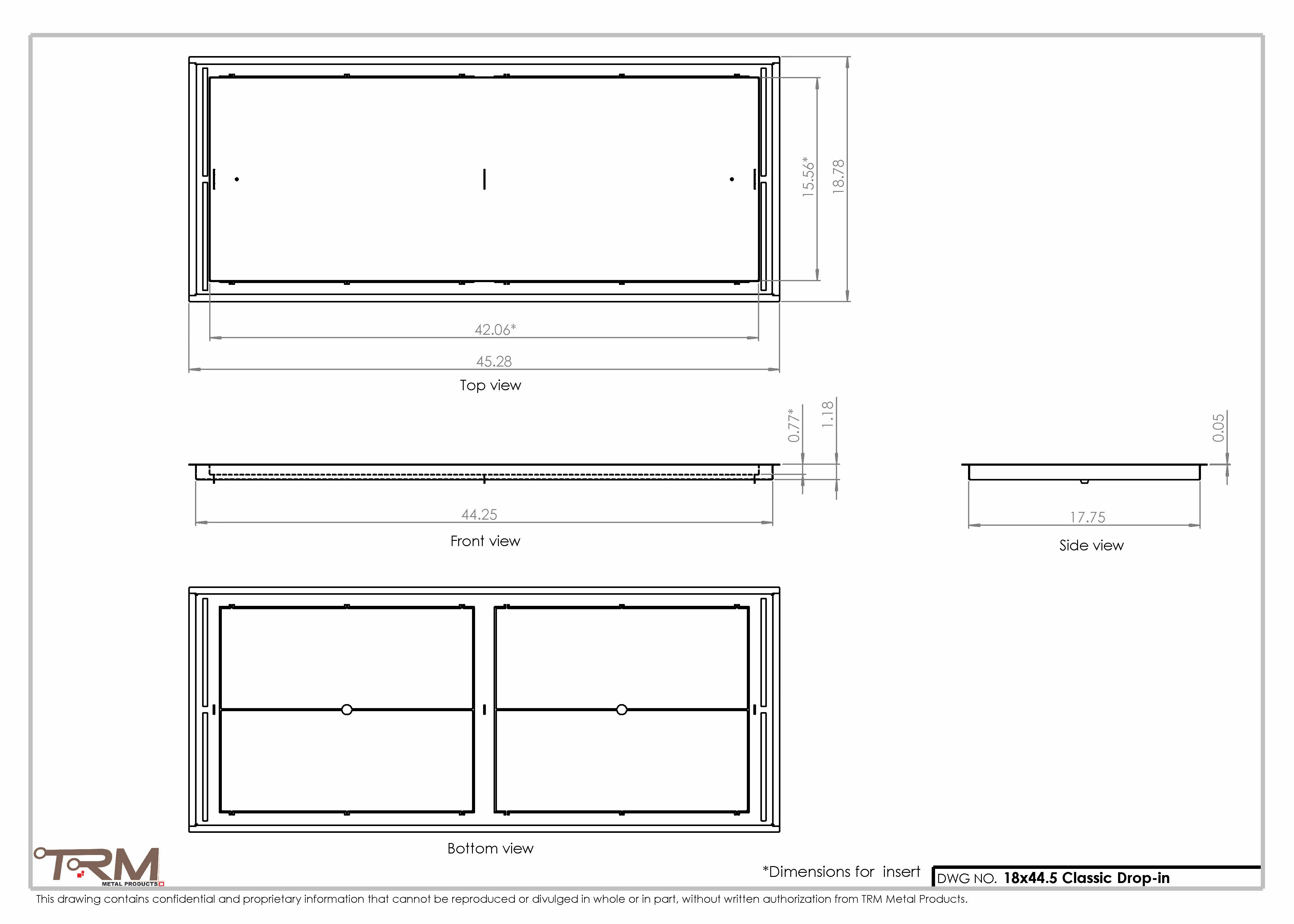 18x44.5 - Classic Drop-in Air Vent, Flush Floor-Matching, All Metal, Floor Vent Cover - TRM Metal  44.5x18 - Image 2