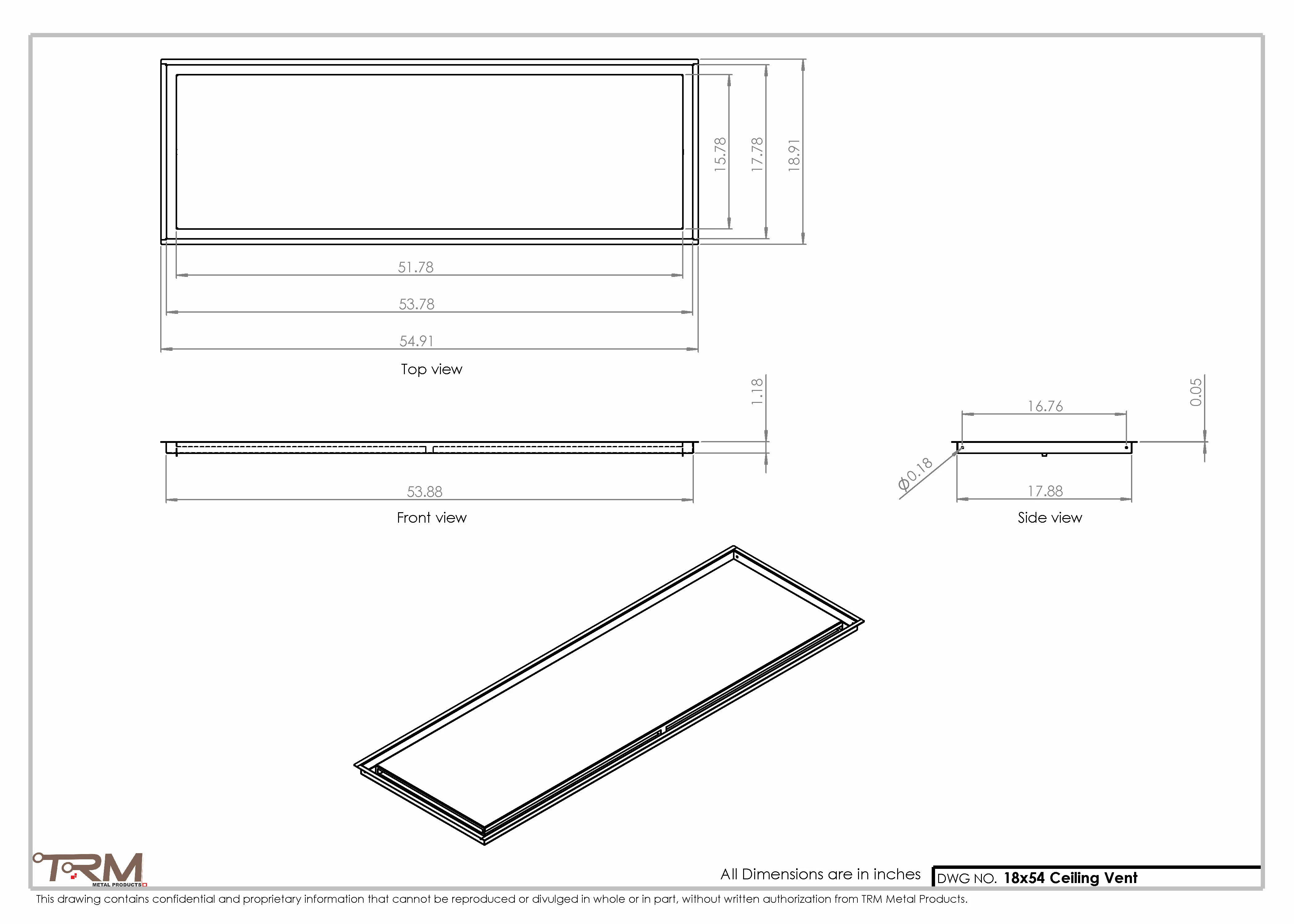 18x54-Modern-Ceiling-Vent Cover-TRM Metal- 54x18 - Image 2