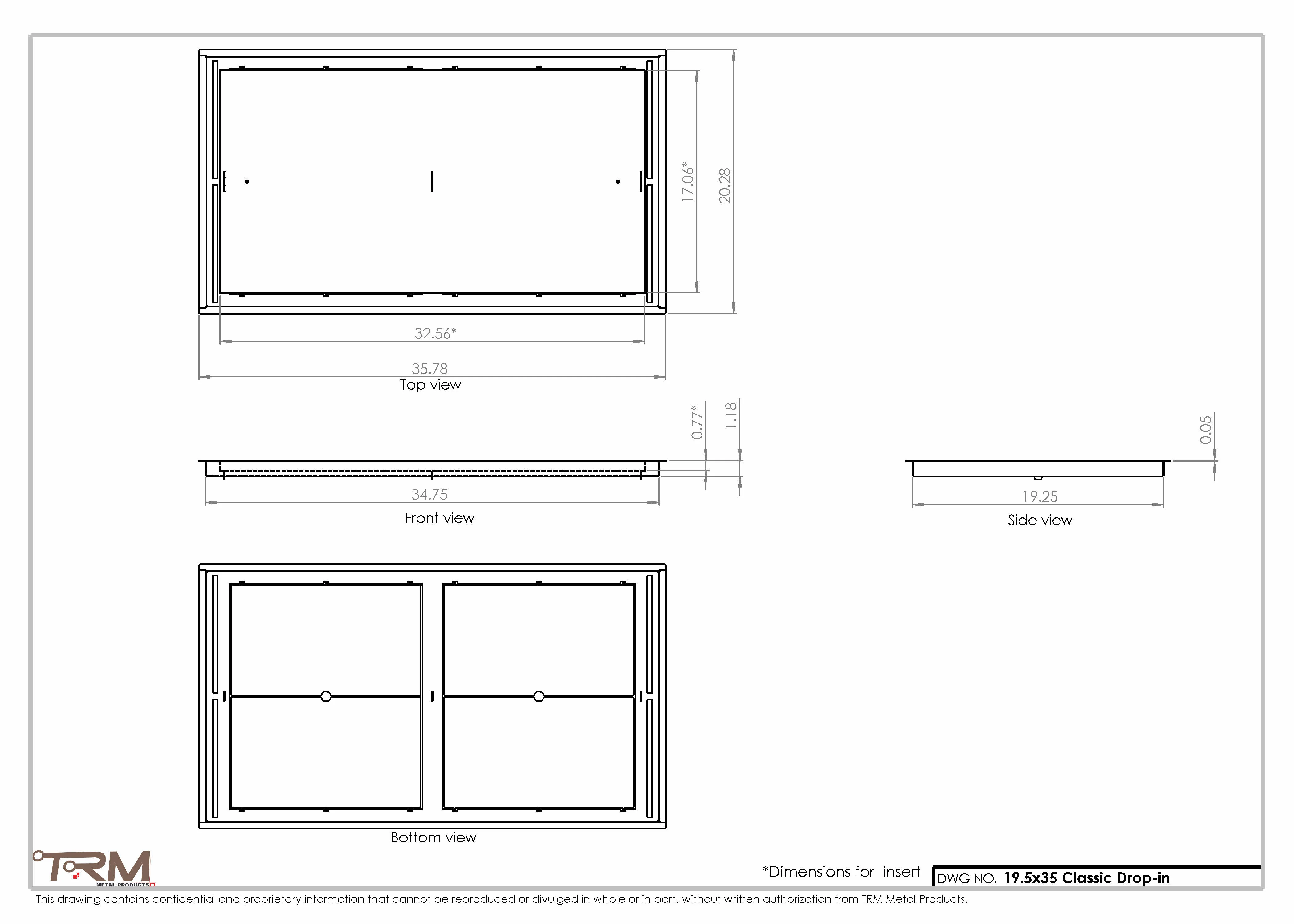 19.5x35 - Classic Drop-in Air Vent, Flush Floor-Matching, All Metal, Floor Vent Cover - TRM Metal  35x19.5 - Image 2