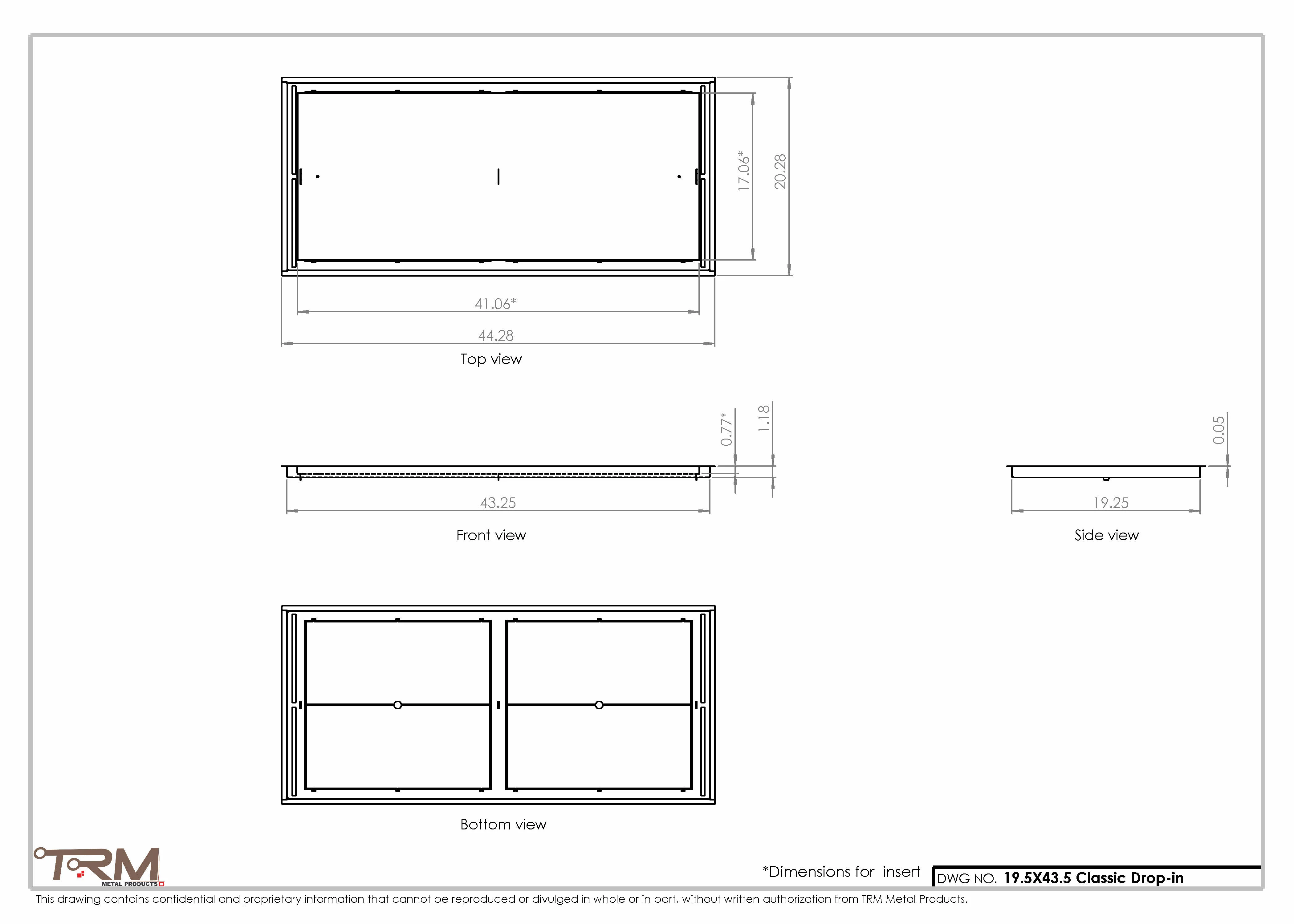 19.5x43.5 - Classic Drop-in Air Vent, Flush Floor-Matching, All Metal, Floor Vent Cover - TRM Metal  43.5x19.5 - Image 2