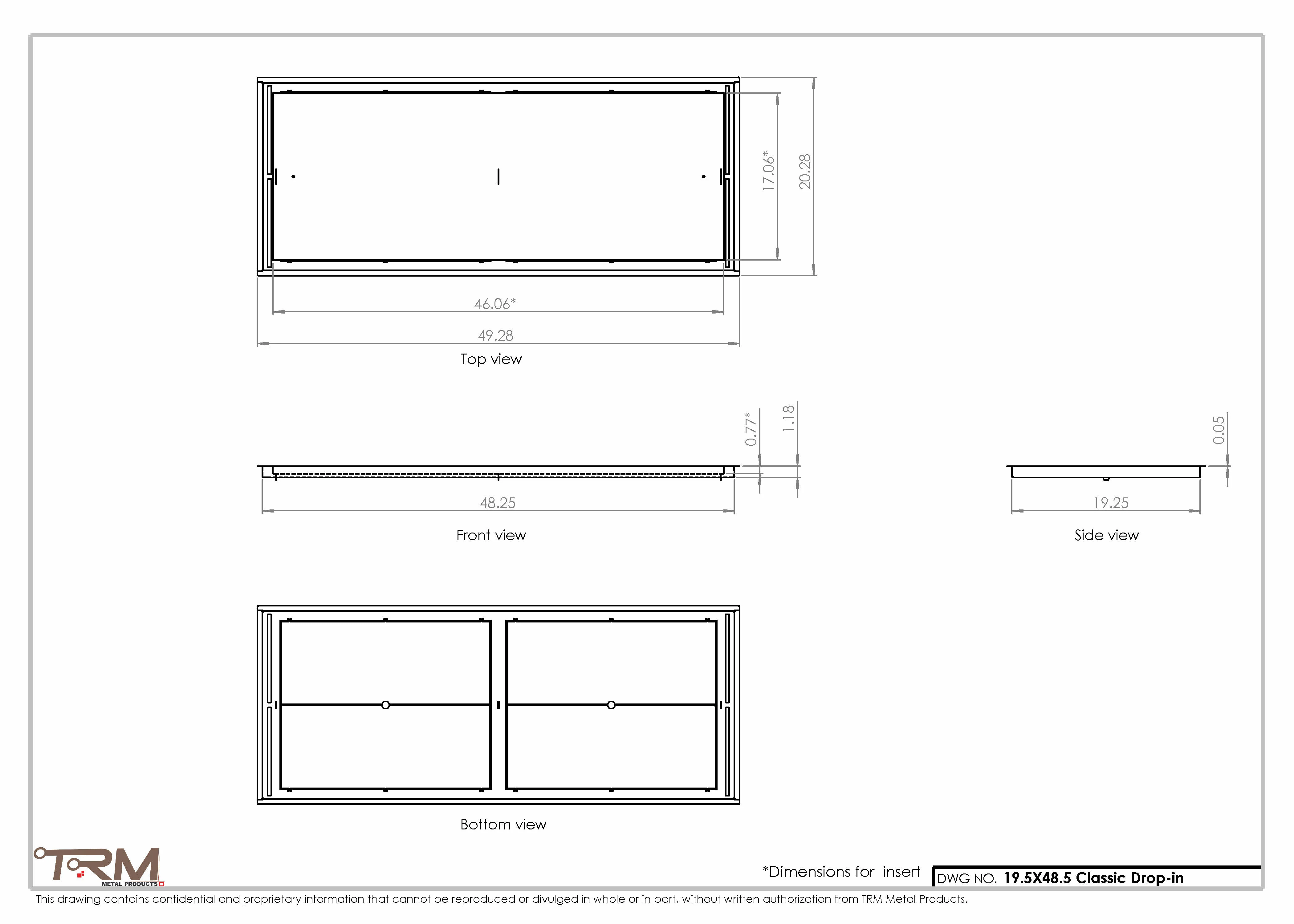 19.5x48.5 - Classic Drop-in Air Vent, Flush Floor-Matching, All Metal, Floor Vent Cover - TRM Metal 48.5x19.5 - Image 2