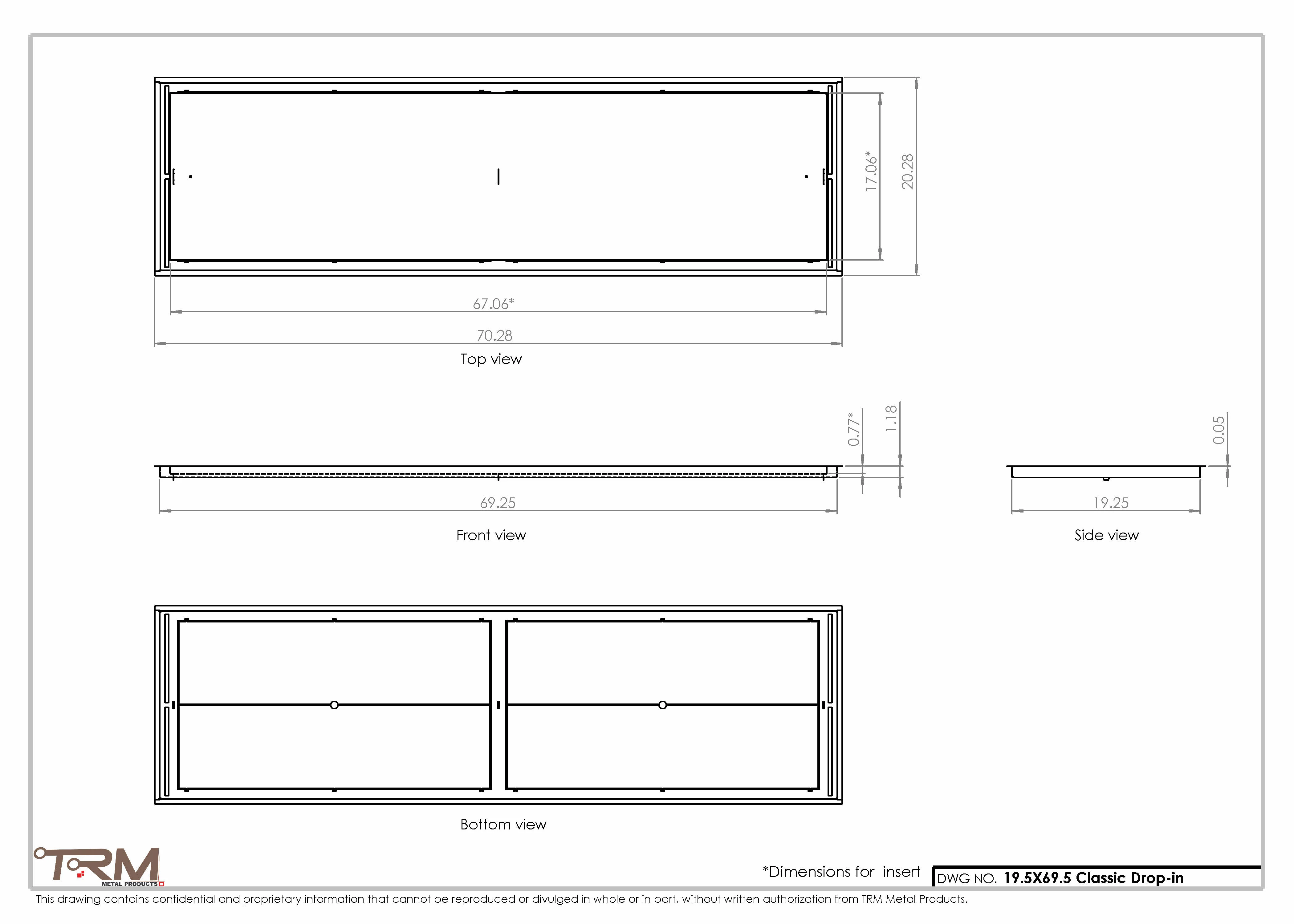 19.5x69.5 - Classic Drop-in Air Vent, Flush Floor-Matching, All Metal, Floor Vent Cover - TRM Metal 69.5x19.5 - Image 2