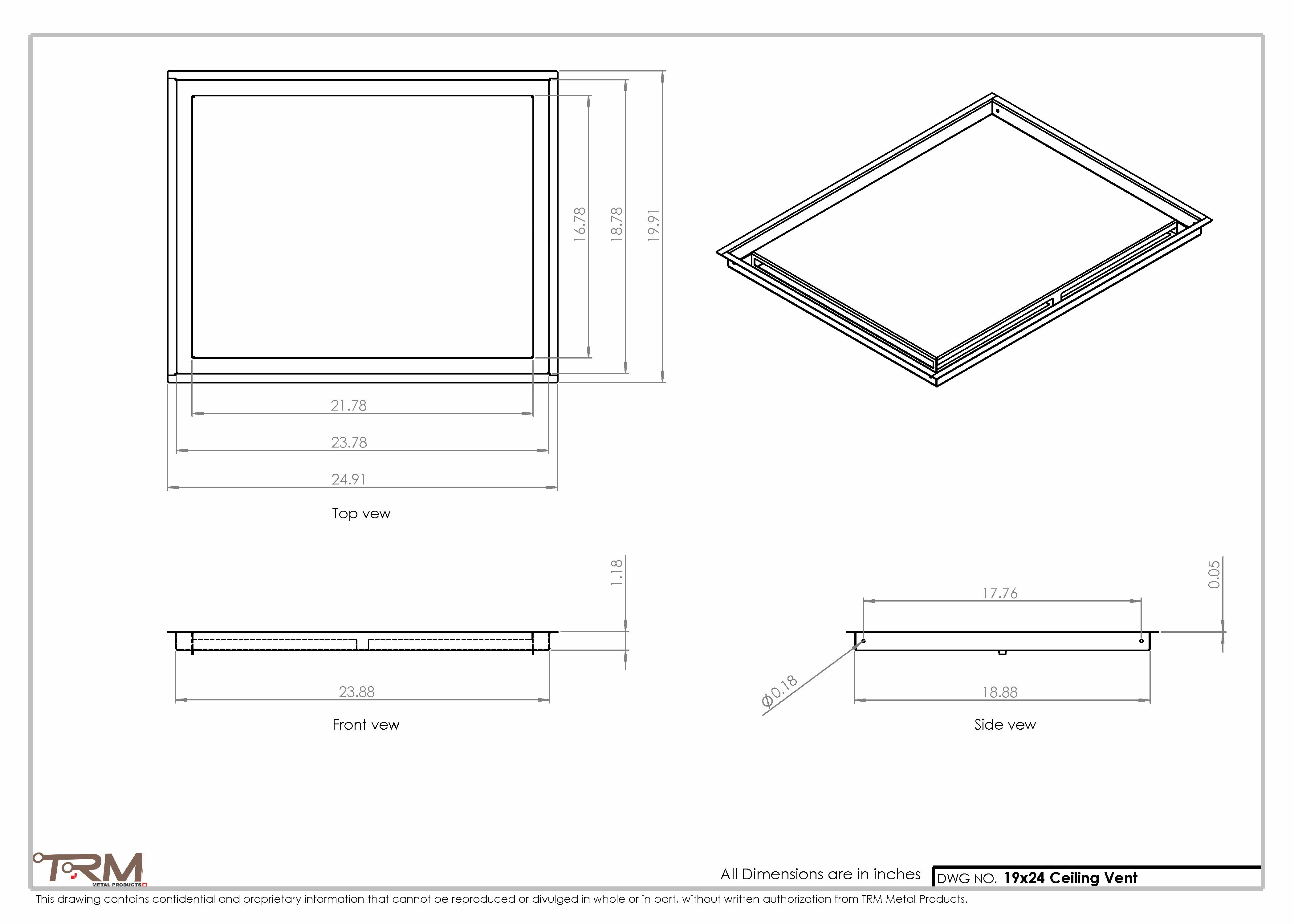 19x24-Modern-Ceiling-Vent Cover-TRM Metal- 24x19 - Image 2