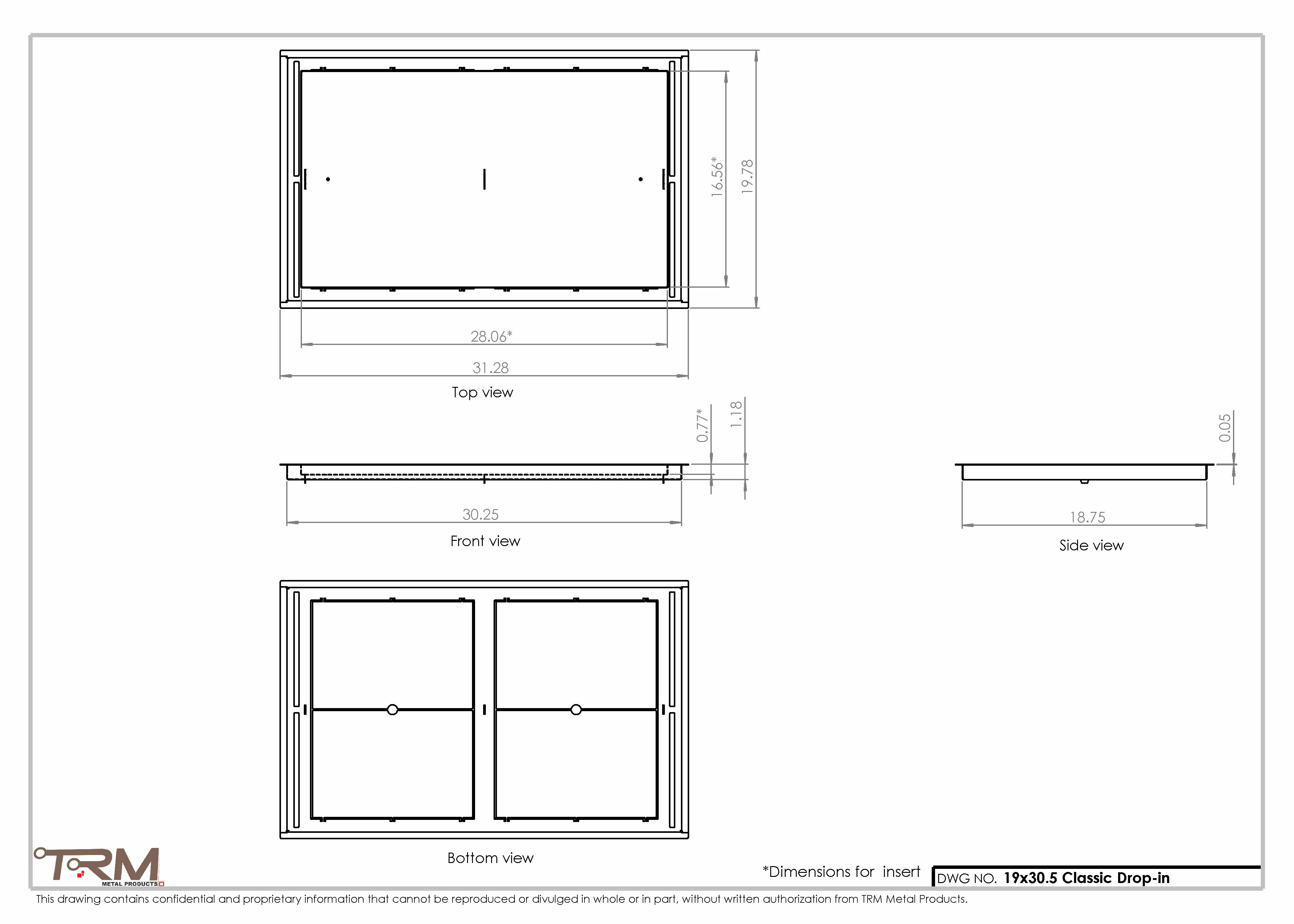 19x30.5 - Classic Drop-in Air Vent, Flush Floor-Matching, All Metal, Floor Vent Cover - TRM Metal  30.5x19 - Image 2