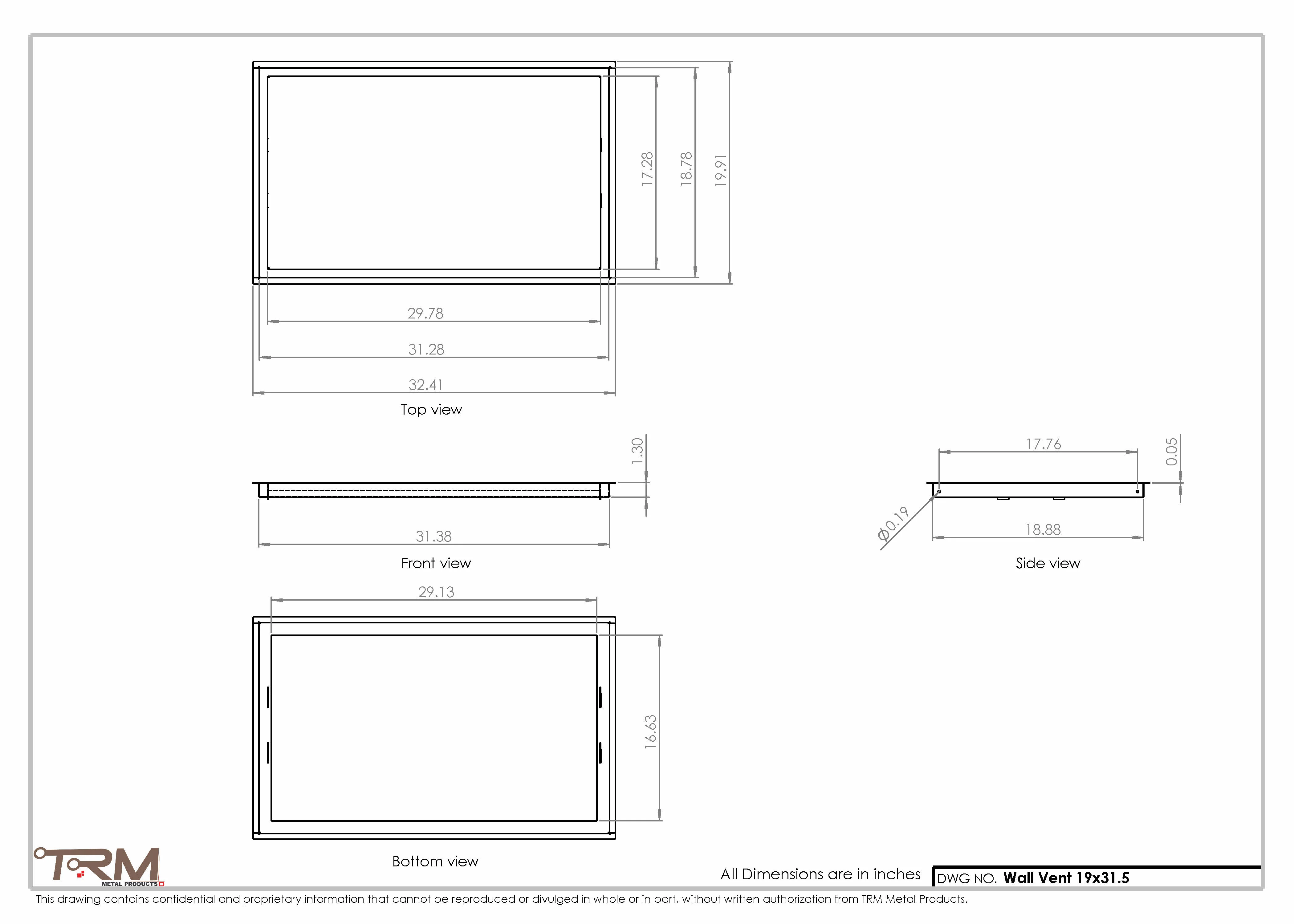 19x31.5 - Wall Vent - Modern Vent Cover -  Return Air Vent - TRM Metal  31.5x19 - Image 2