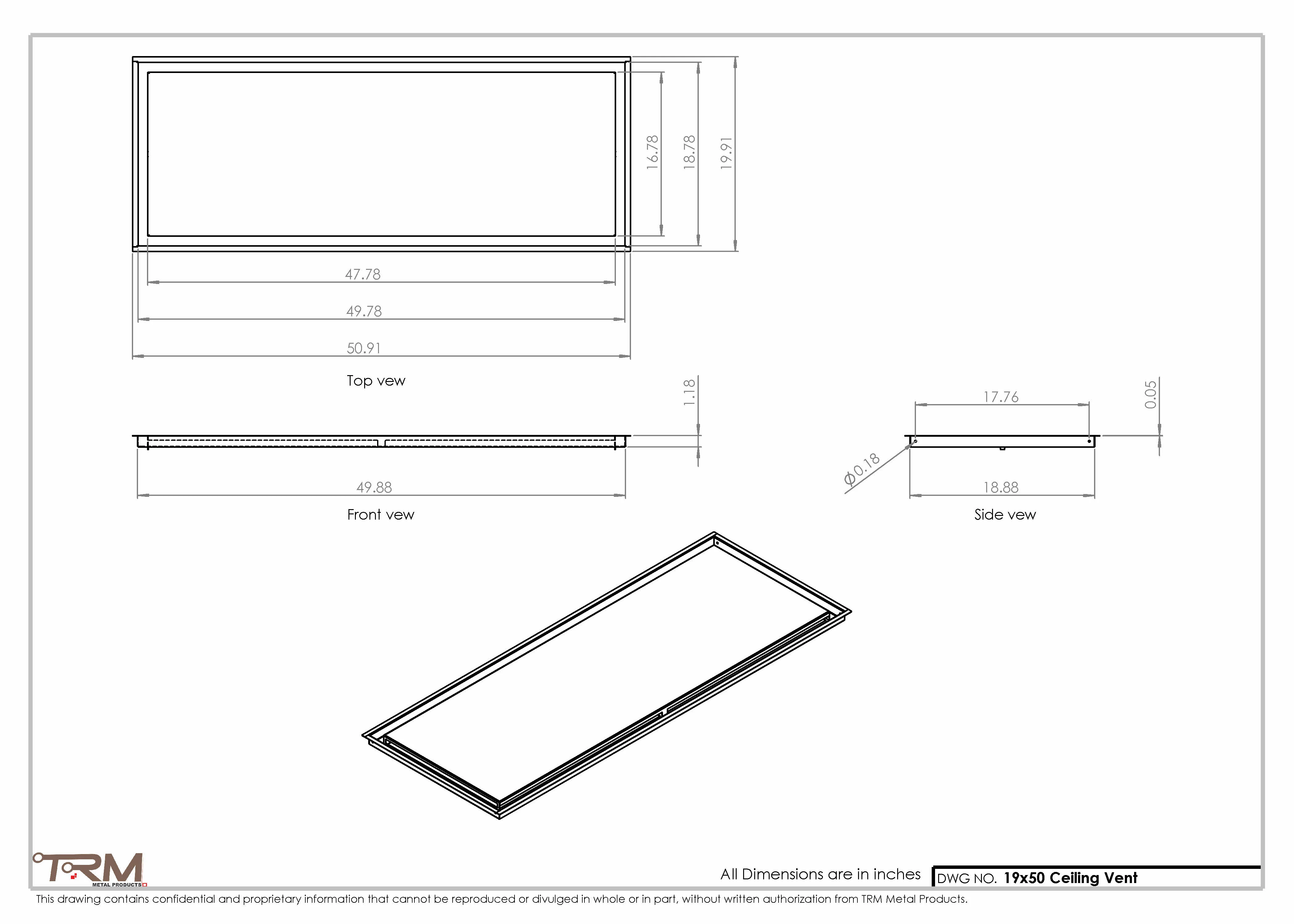 19x50-Modern-Ceiling-Vent Cover-TRM Metal- 50x19 - Image 2