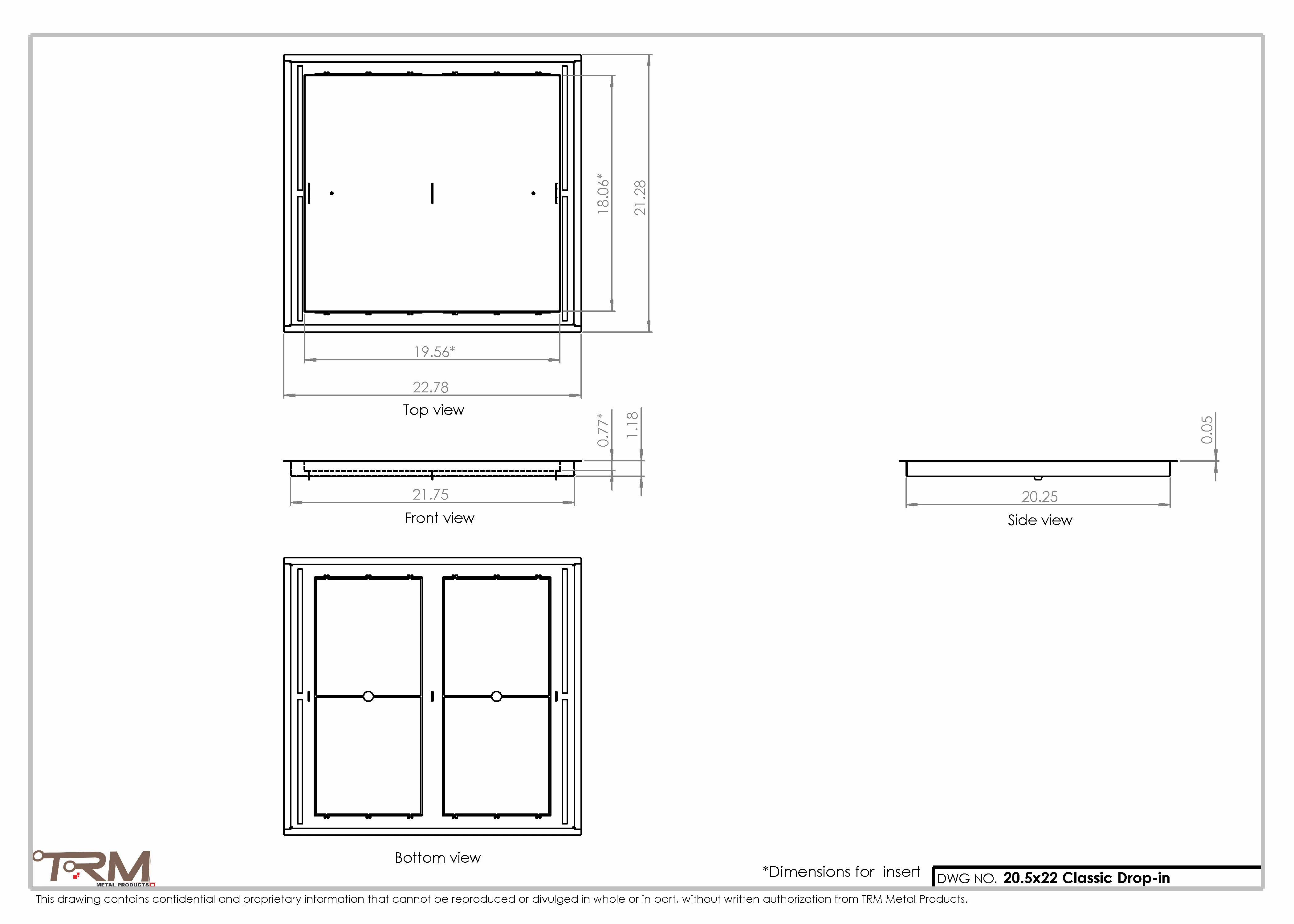 20.5x22 - Classic Drop-in Air Vent, Flush Floor-Matching, All Metal, Floor Vent Cover - TRM Metal  22x20.5 - Image 2