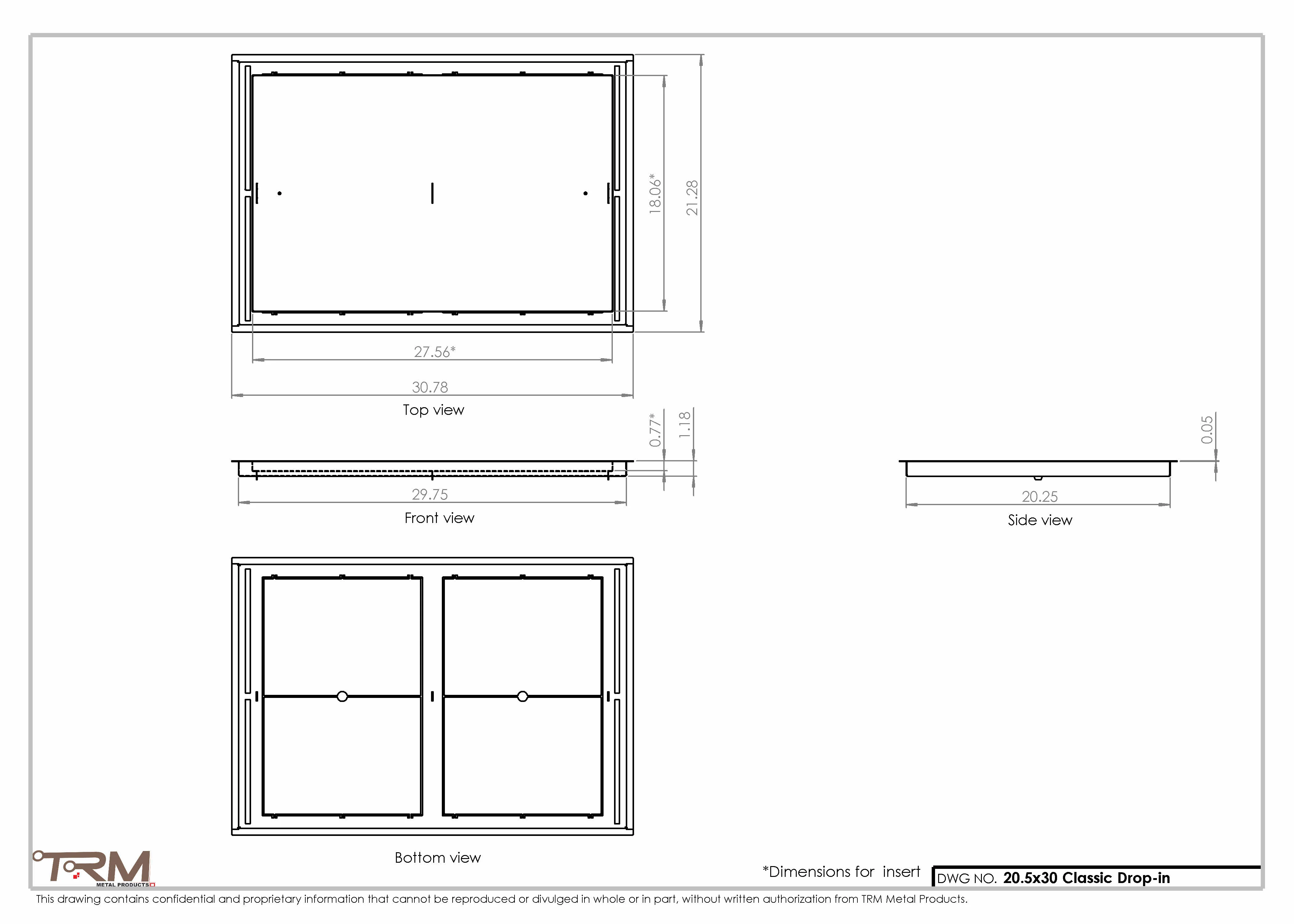20.5x30 - Classic Drop-in Air Vent, Flush Floor-Matching, All Metal, Floor Vent Cover - TRM Metal 30x20.5 - Image 2