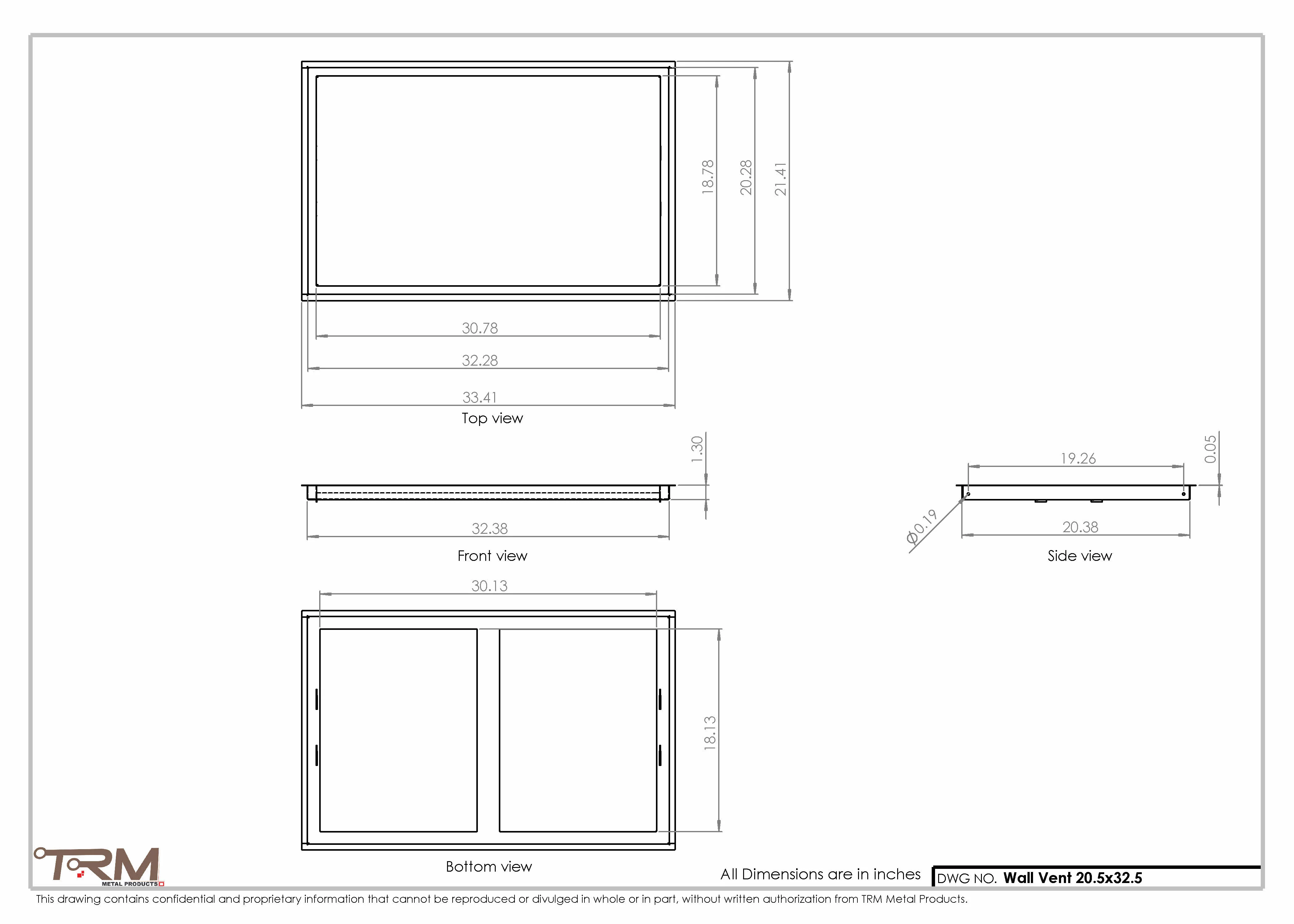 20.5x32.5 - Wall Vent - Modern Vent Cover -  Return Air Vent - TRM Metal  32.5x20.5 - Image 2