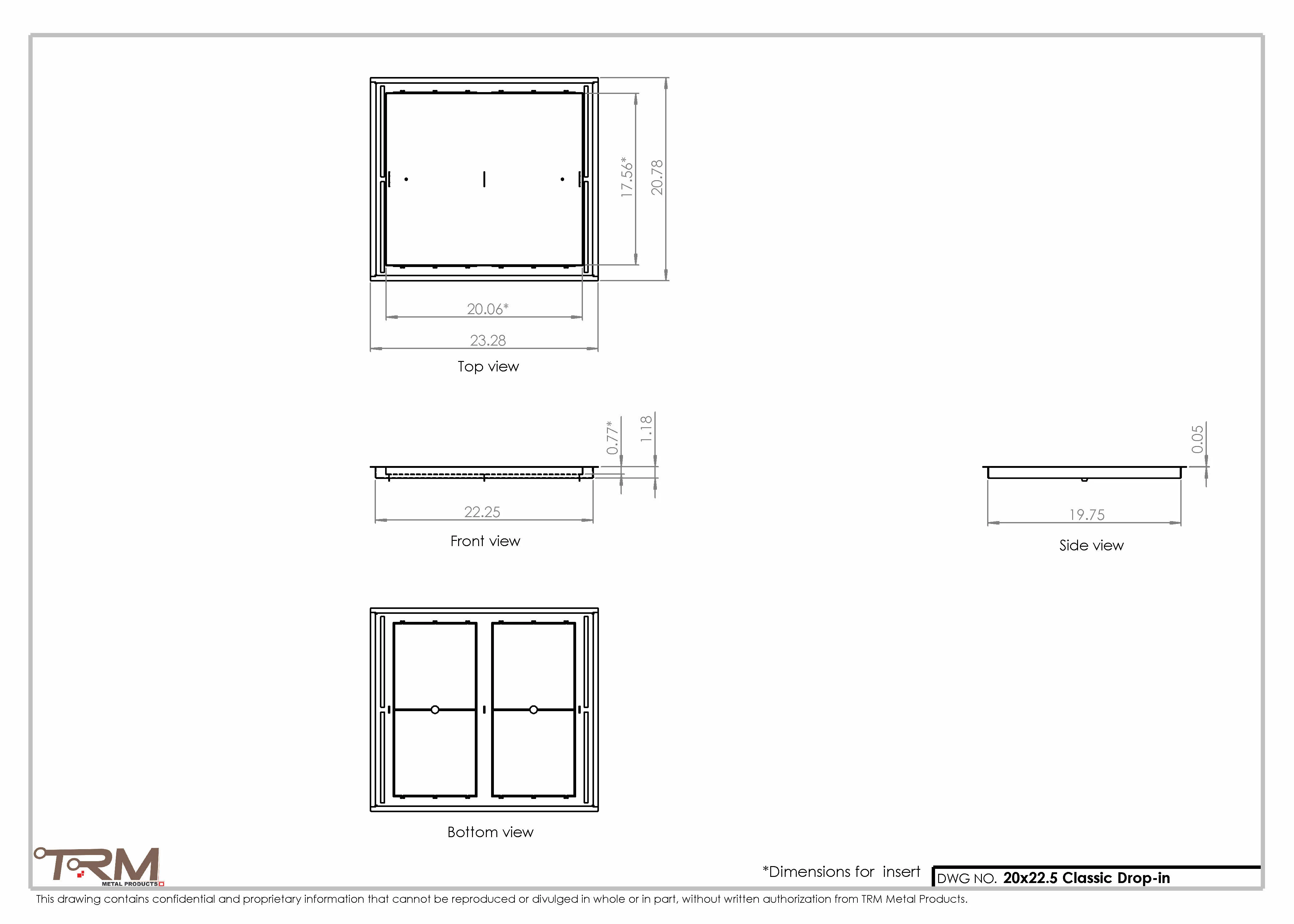 20x22.5 - Classic Drop-in Air Vent, Flush Floor-Matching, All Metal, Floor Vent Cover - TRM Metal  22.5x20 - Image 2
