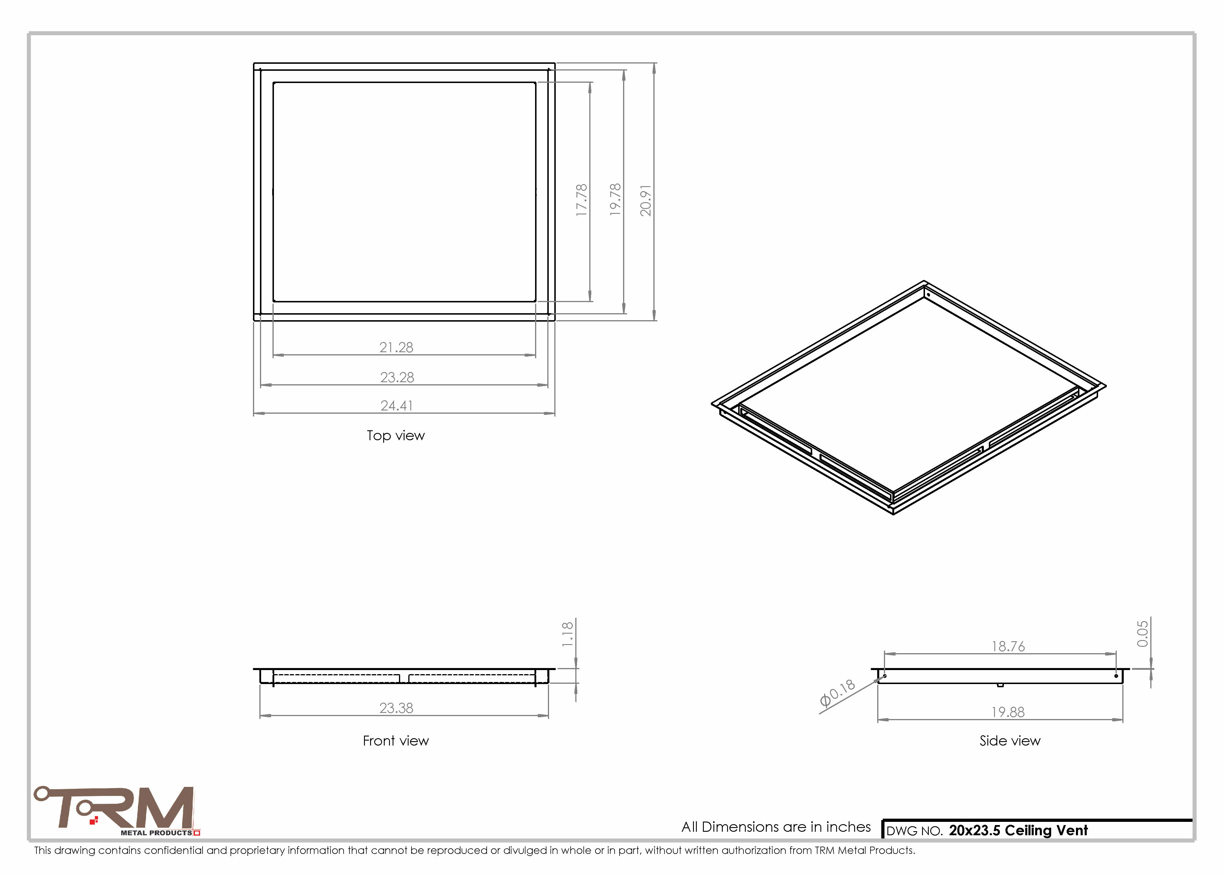 20x23.5 - Modern-Ceiling-Vent Cover-TRM Metal -  23.5x20 - Image 2