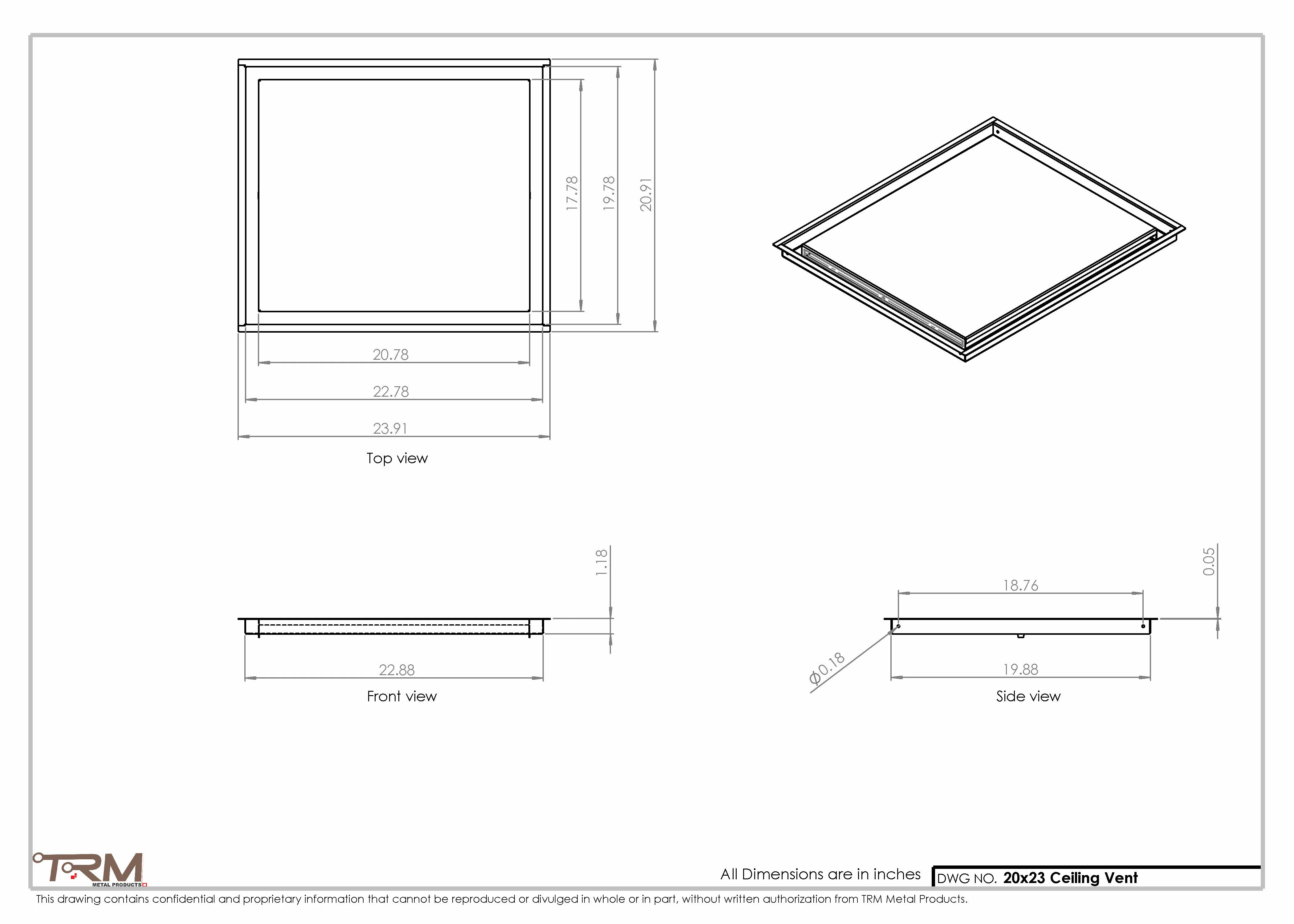 20x23-Modern-Ceiling-Vent Cover-TRM Metal- 23x20 - Image 2