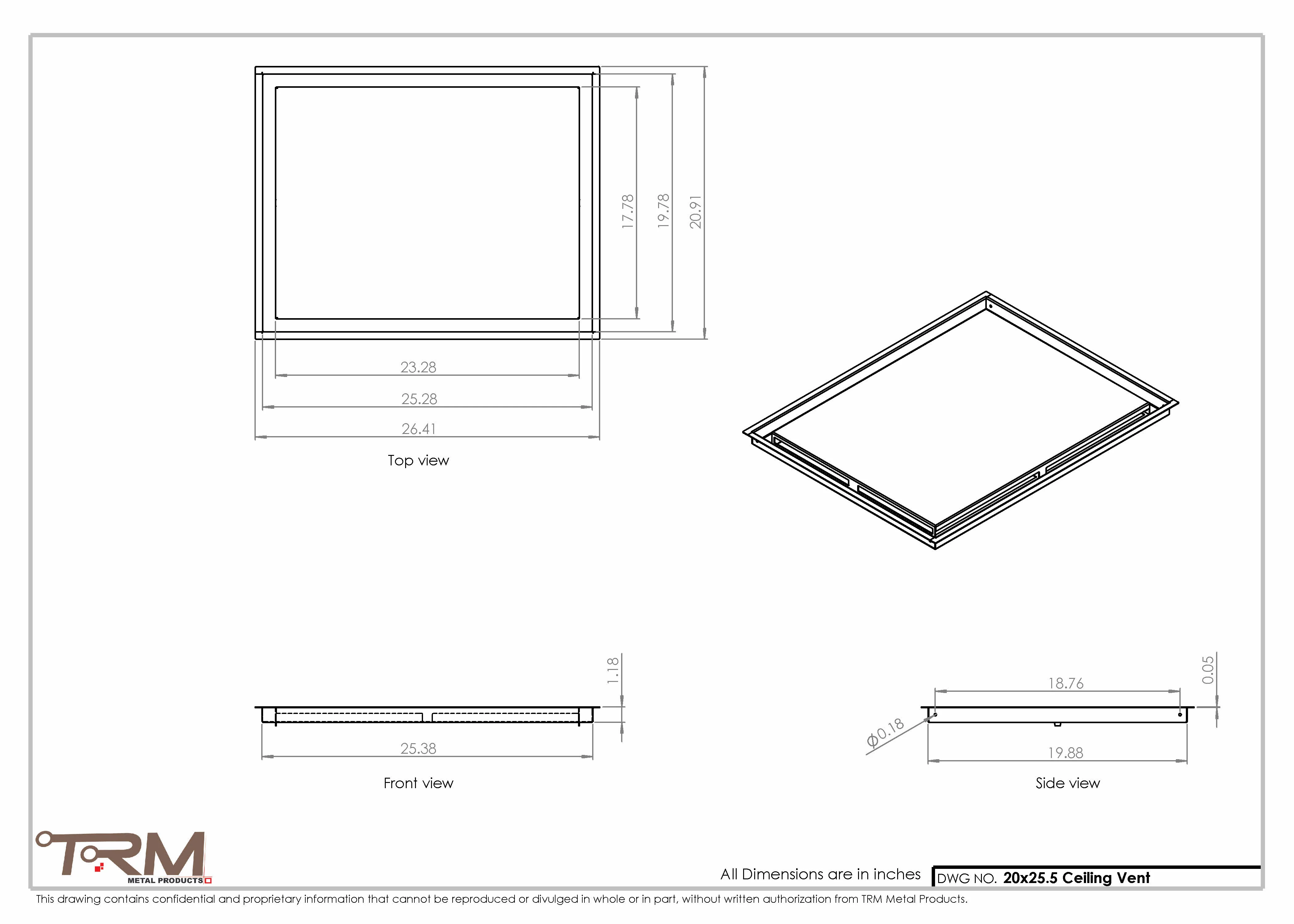 20x25.5 - Modern-Ceiling-Vent Cover-TRM Metal -  25.5x20 - Image 2