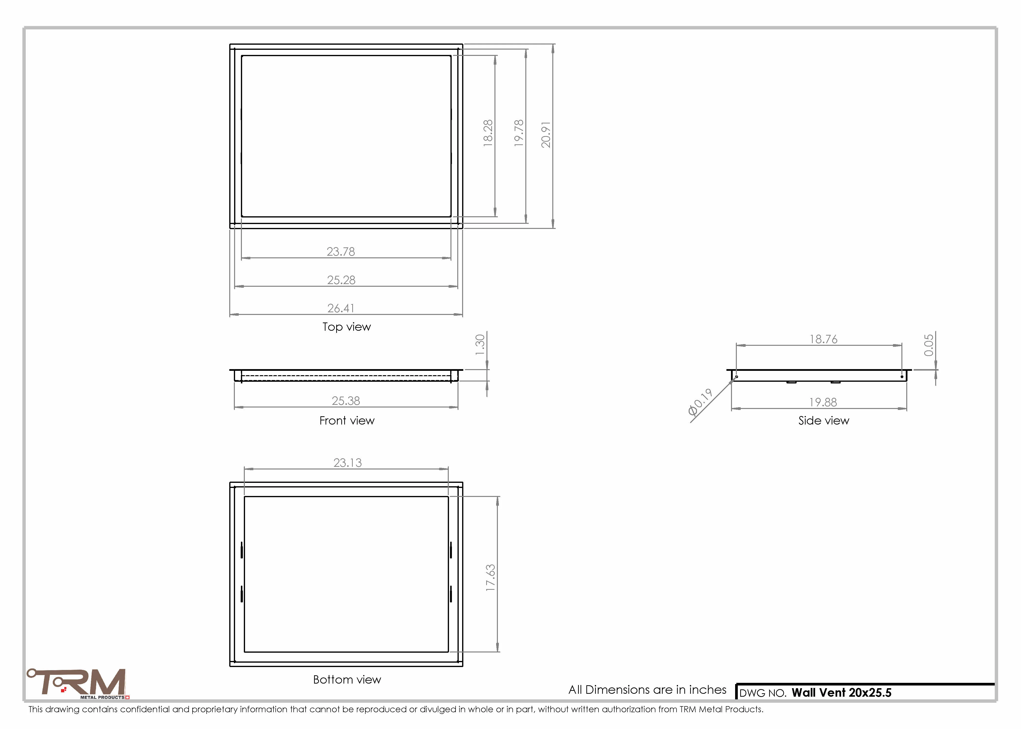 20x25.5 - Wall Vent - Modern Vent Cover - Return Air Vent - TRM Metal 25.5x20 - Image 2