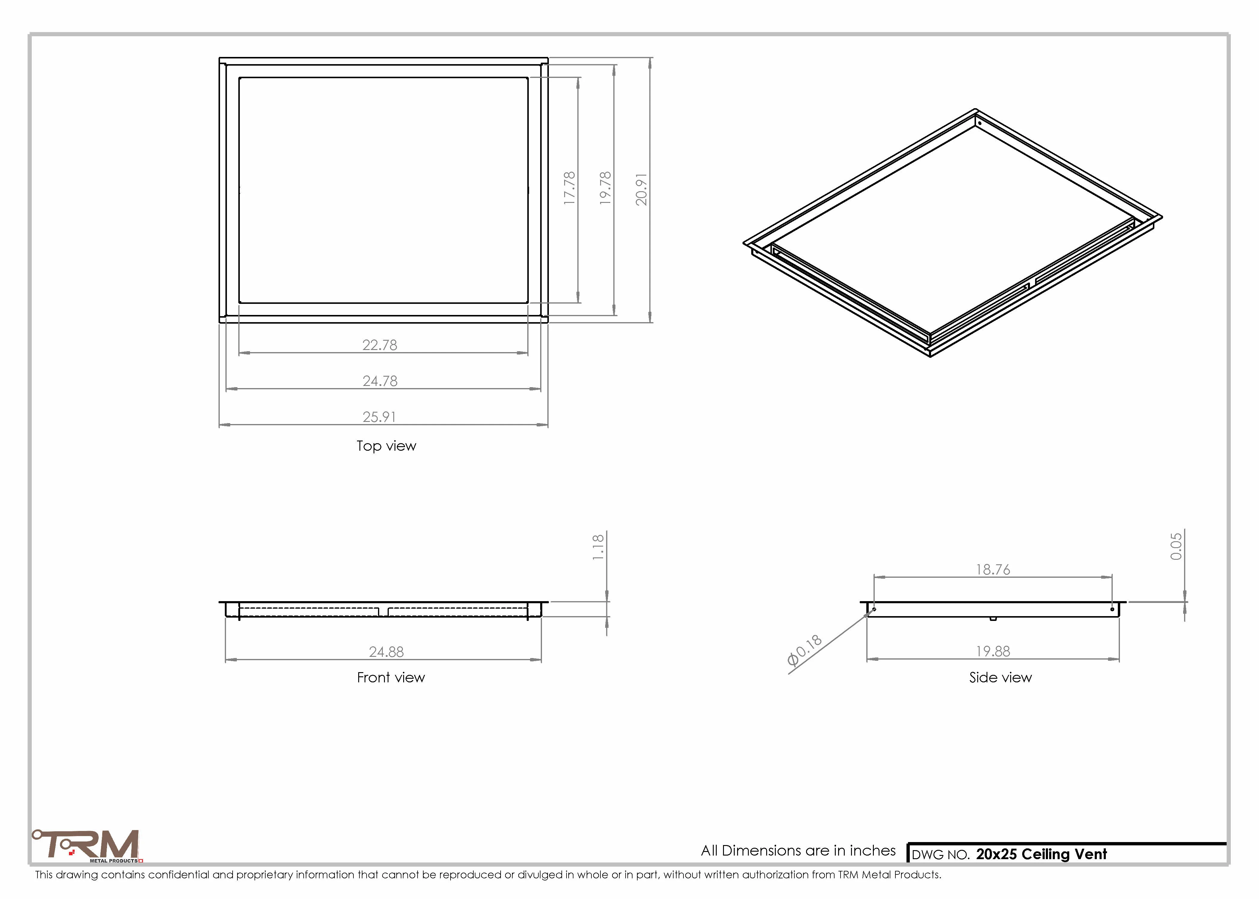 20x25-Modern-Ceiling-Vent Cover-TRM Metal- 25x20 - Image 2
