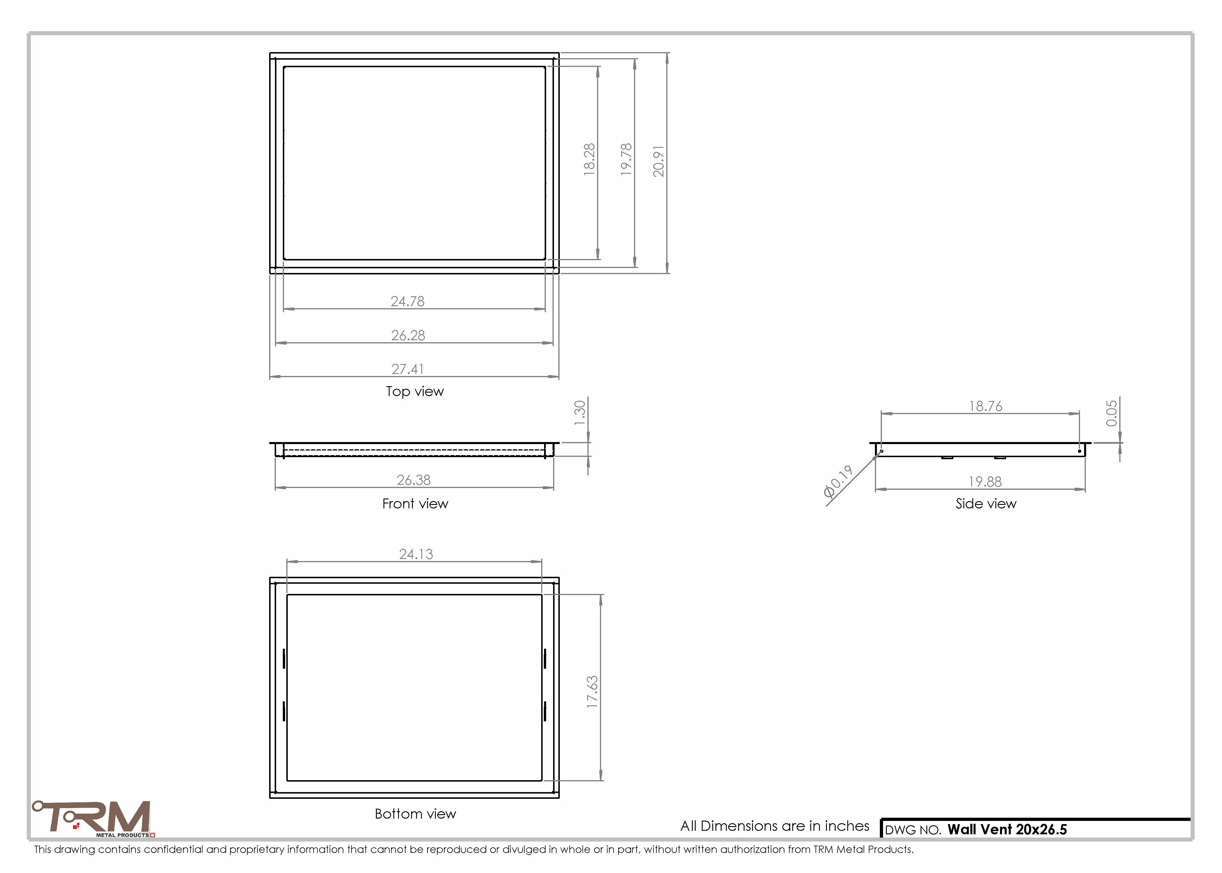 20x26.5 - Wall Vent - Modern Vent Cover -  Return Air Vent - TRM Metal  26.5x20 - Image 2