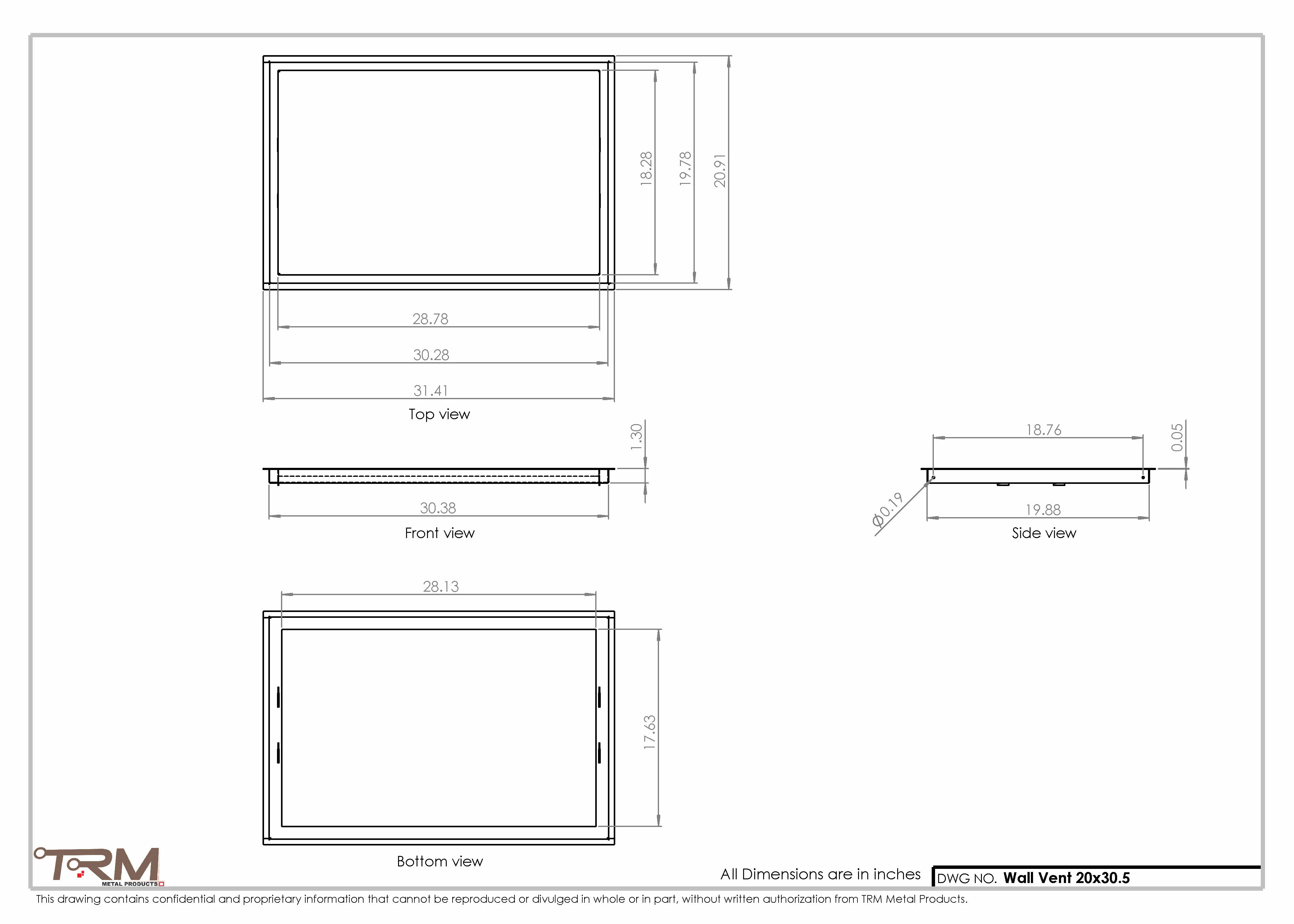 20x30.5 - Wall Vent - Modern Vent Cover -  Return Air Vent - TRM Metal  30.5x20 - Image 2
