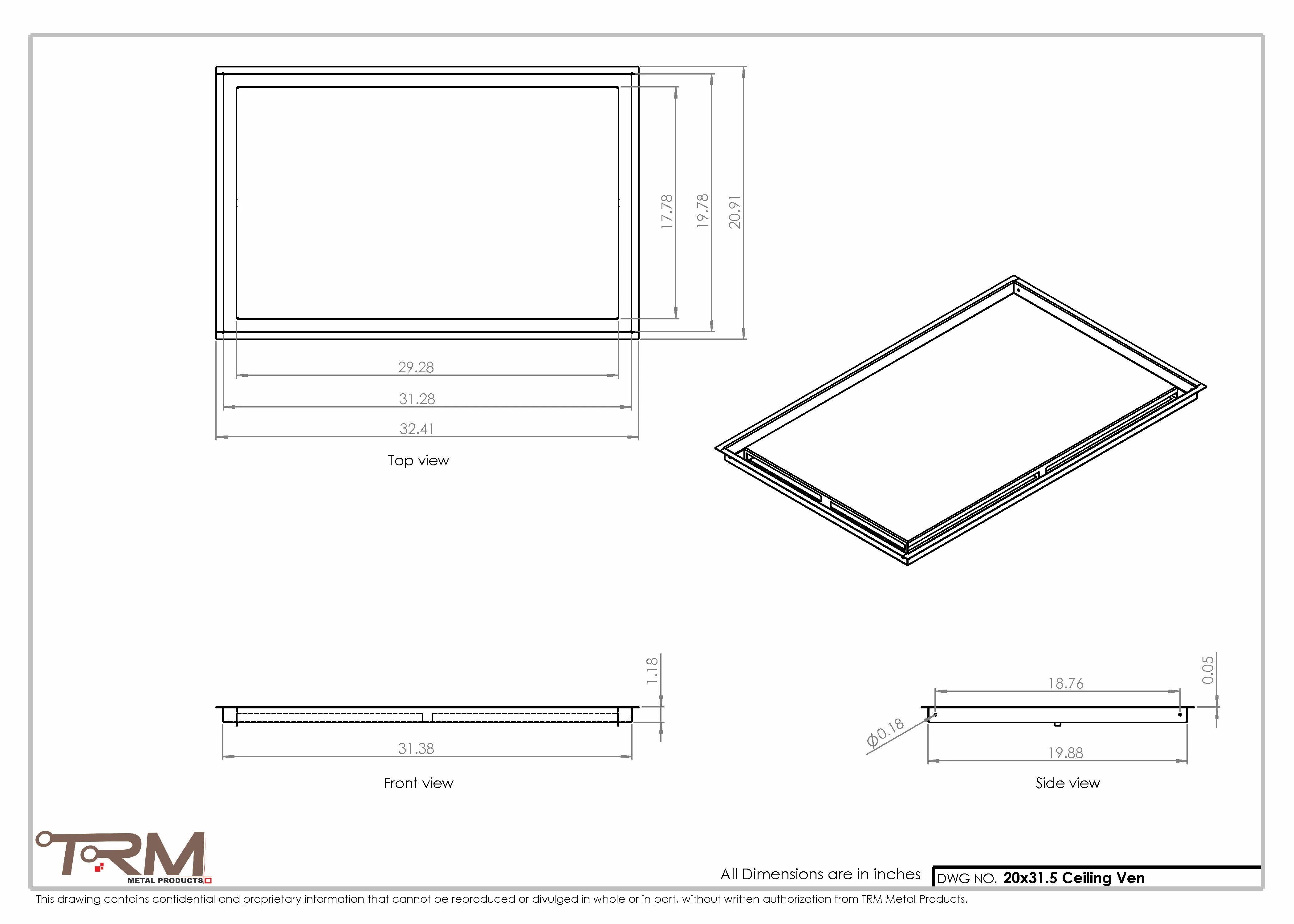 20x31.5 - Modern-Ceiling-Vent Cover-TRM Metal -  31.5x20 - Image 2
