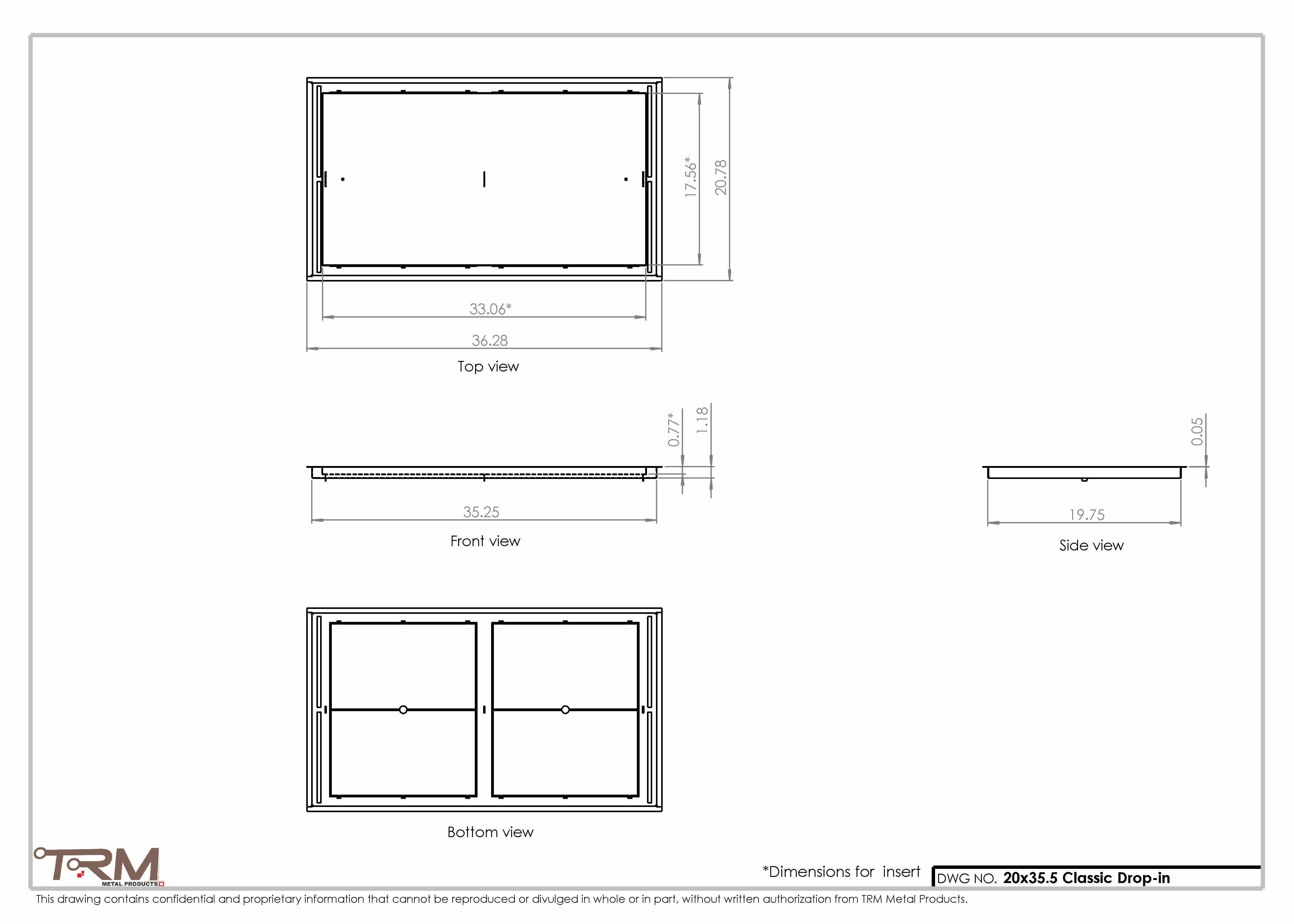 20x35.5 - Classic Drop-in Air Vent, Flush Floor-Matching, All Metal, Floor Vent Cover - TRM Metal  35.5x20 - Image 2