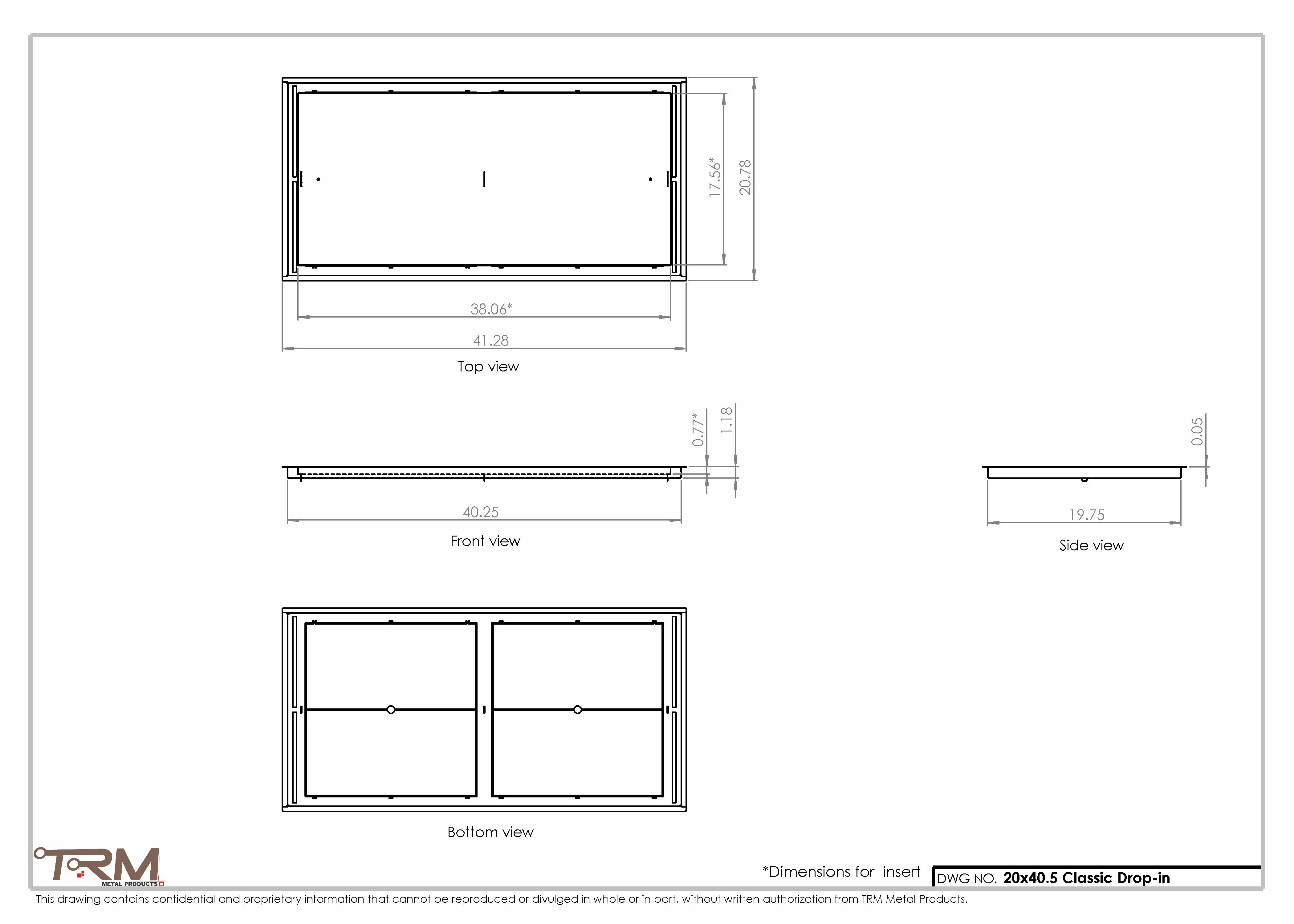 20x40.5 - Classic Drop-in Air Vent, Flush Floor-Matching, All Metal, Floor Vent Cover - TRM Metal  40.5x20 - Image 2