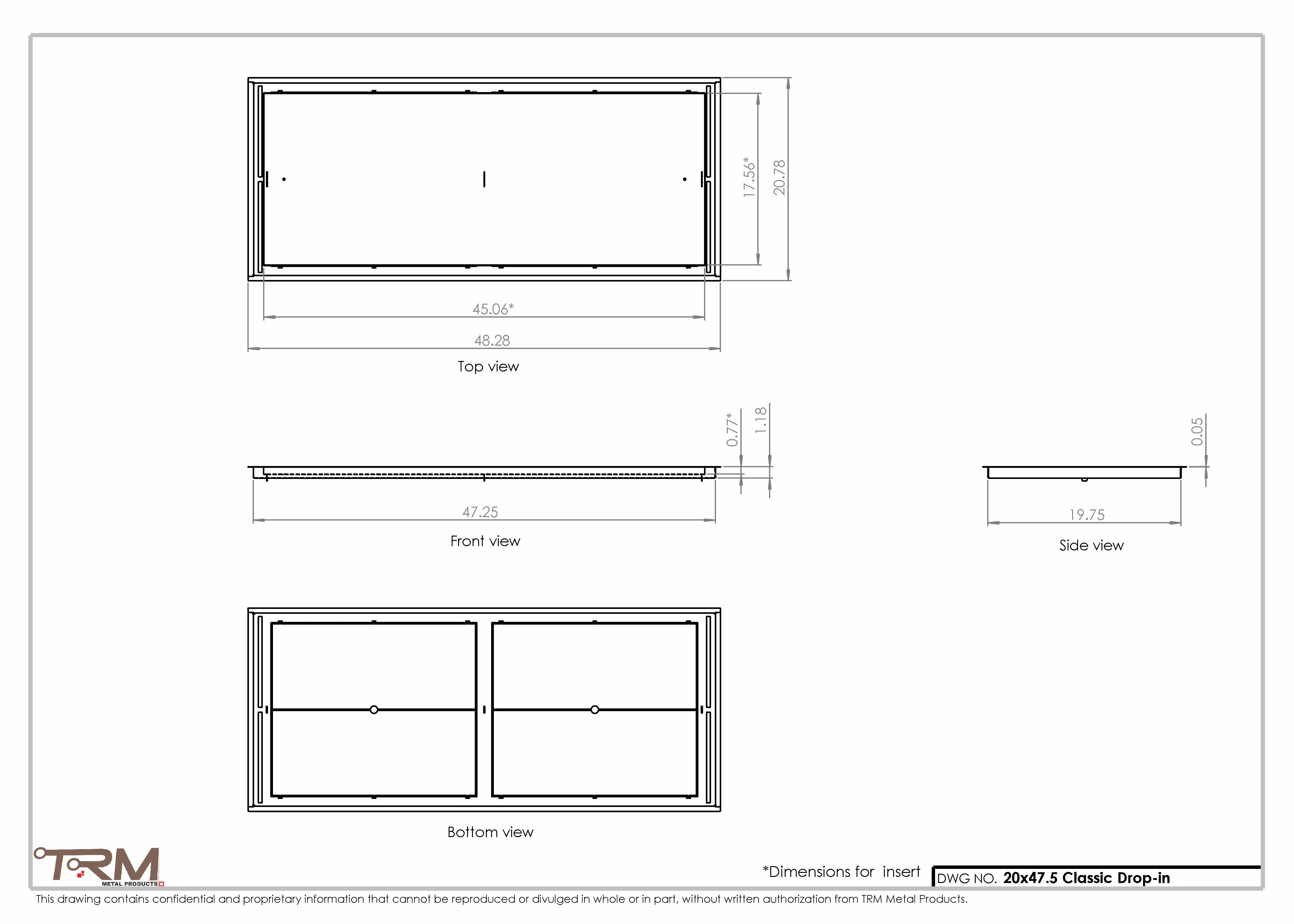 20x47.5 - Classic Drop-in Air Vent, Flush Floor-Matching, All Metal, Floor Vent Cover - TRM Metal  47.5x20 - Image 2