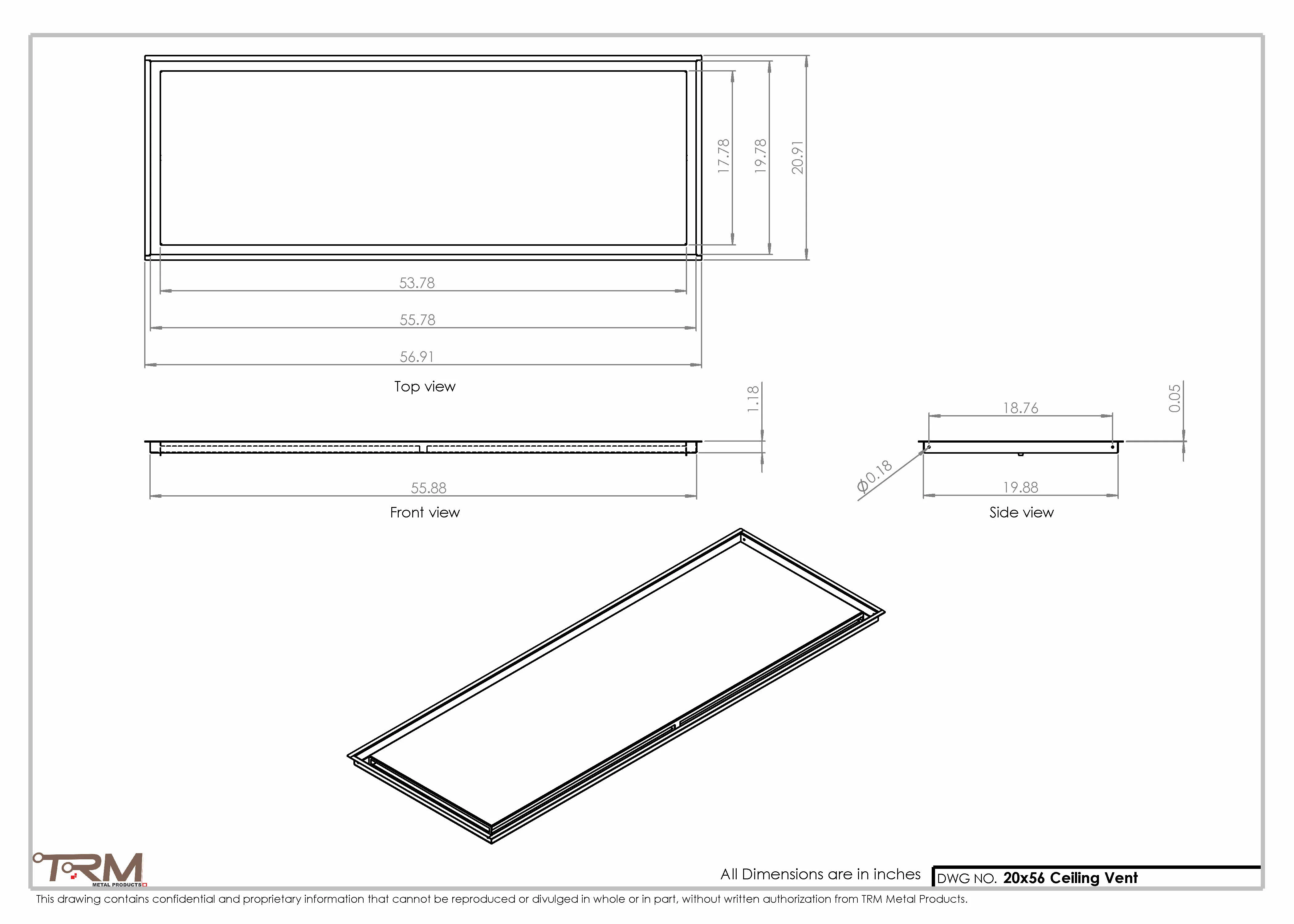 20x56-Modern-Ceiling-Vent Cover-TRM Metal- 56x20 - Image 2