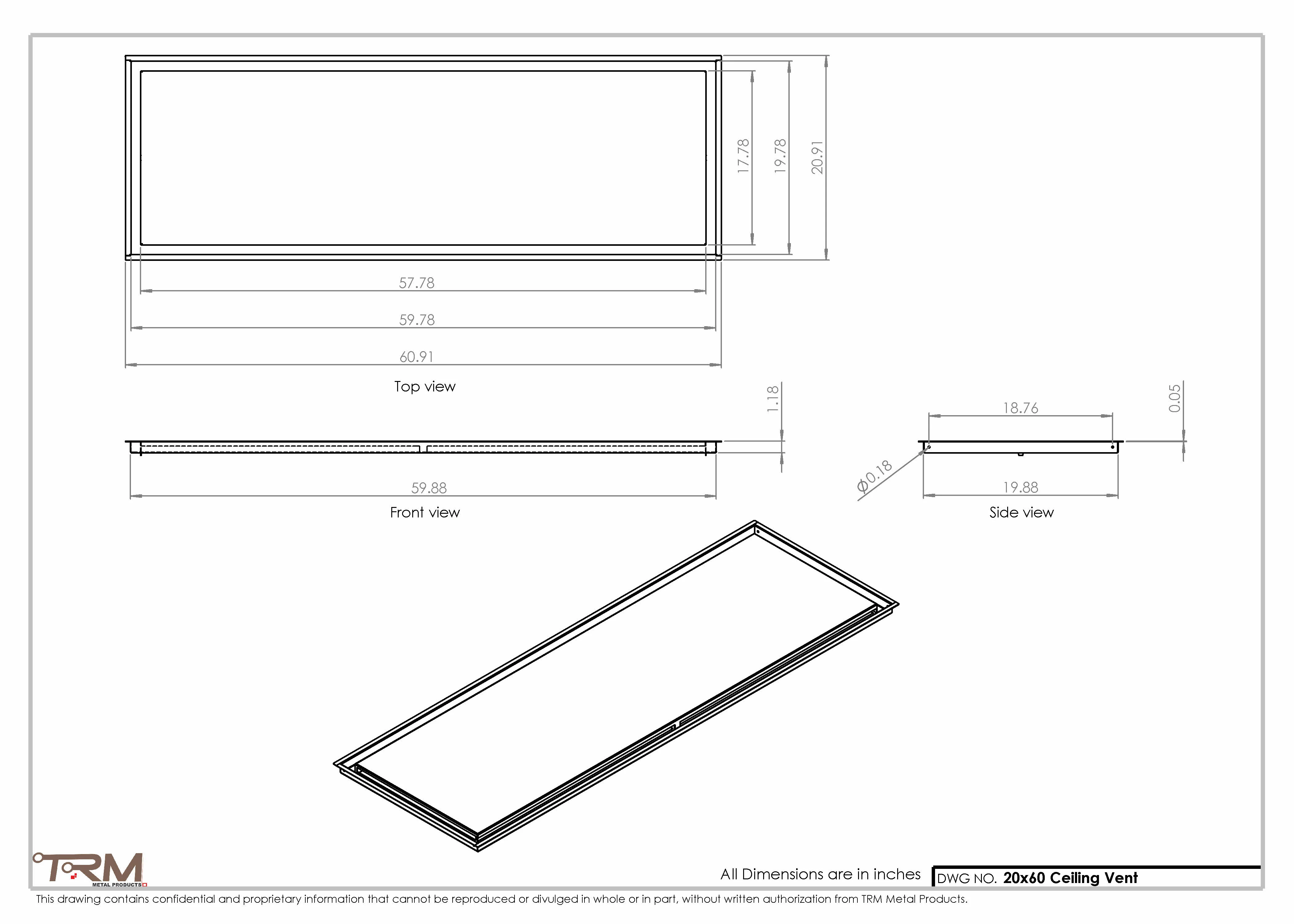 20x60-Modern-Ceiling-Vent Cover-TRM Metal- 60x20 - Image 2