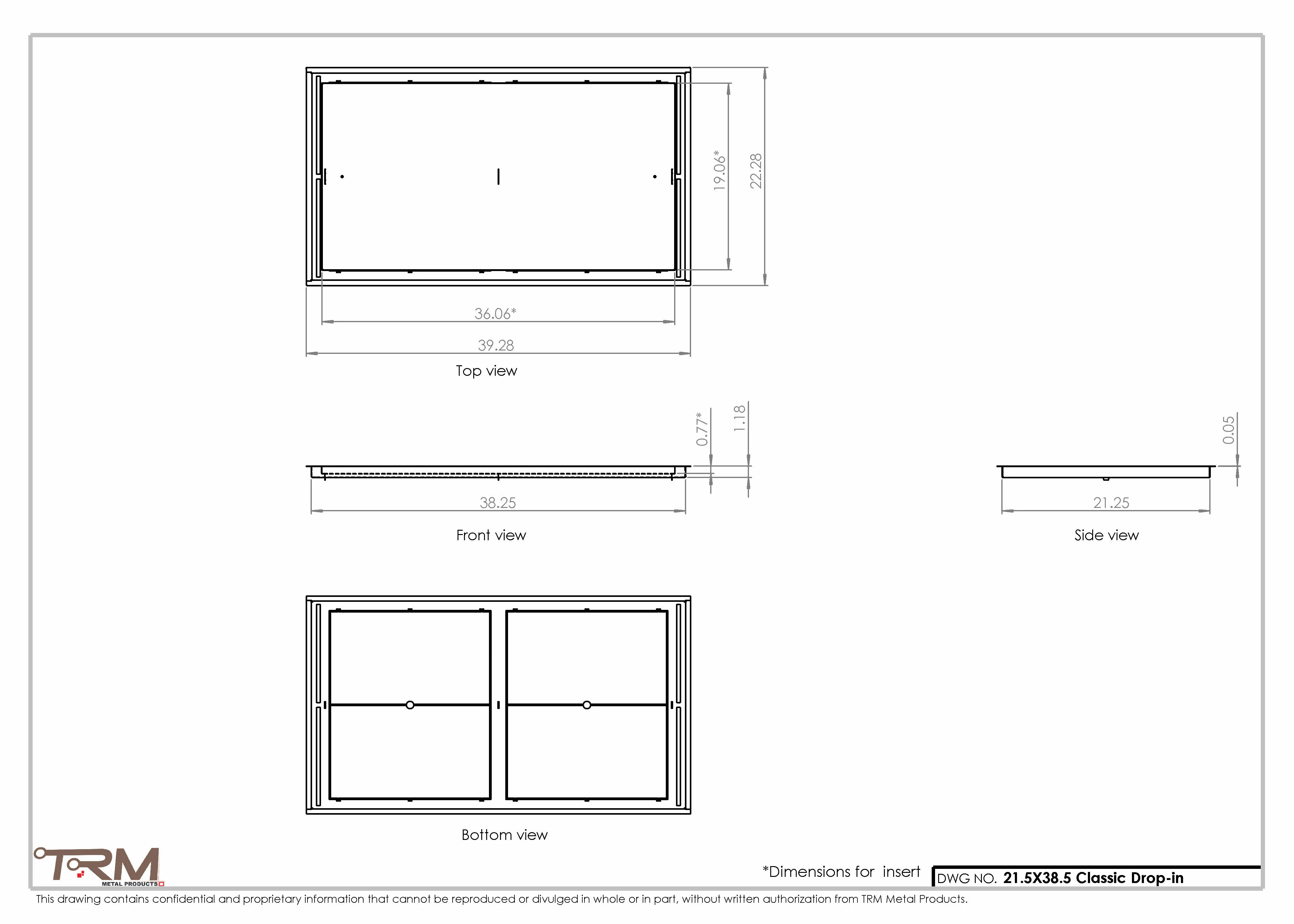 21.5x38.5 - Classic Drop-in Air Vent, Flush Floor-Matching, All Metal, Floor Vent Cover - TRM Metal 38.5x21.5 - Image 2