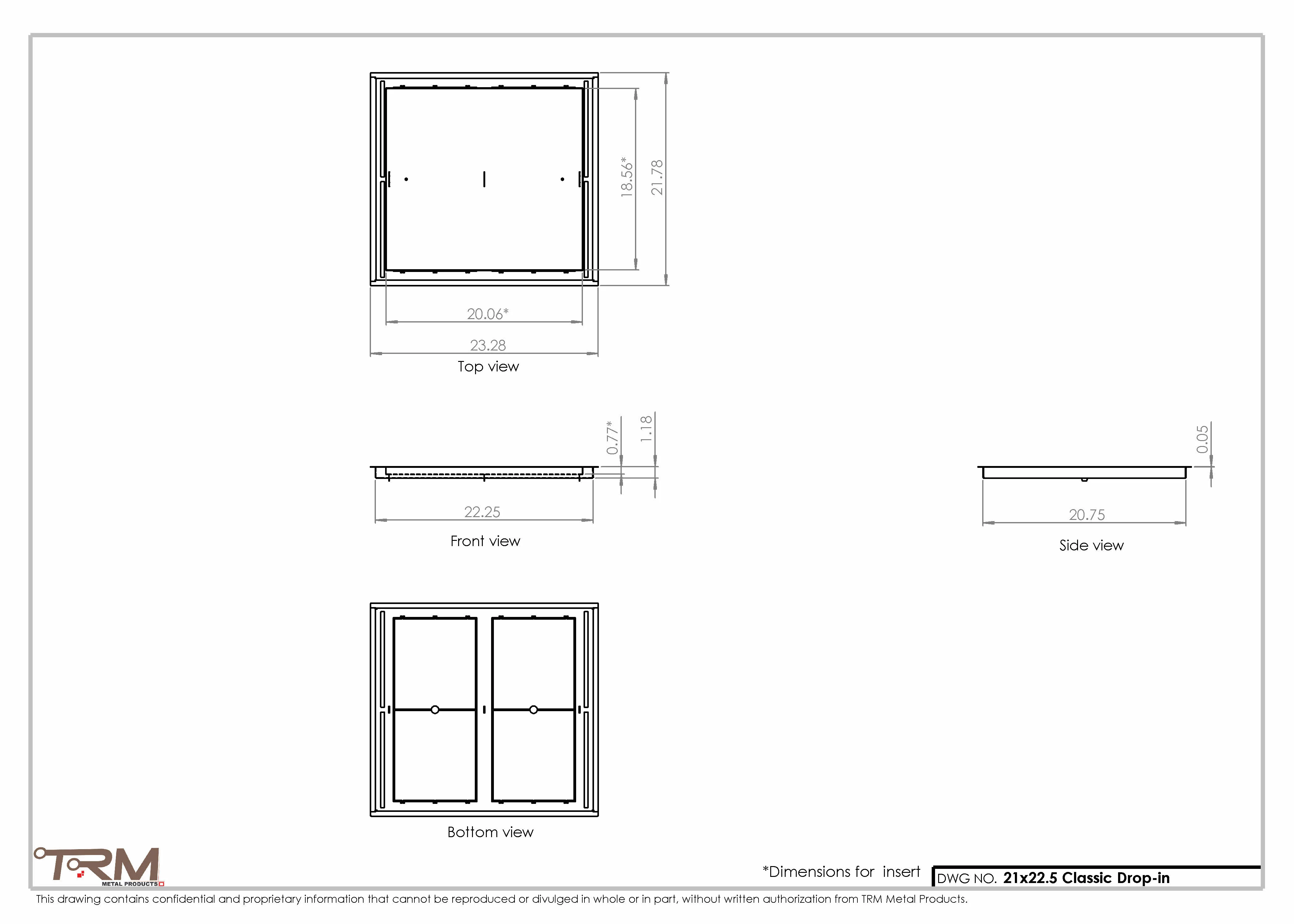 21x22.5 - Classic Drop-in Air Vent, Flush Floor-Matching, All Metal, Floor Vent Cover - TRM Metal  22.5x21 - Image 2