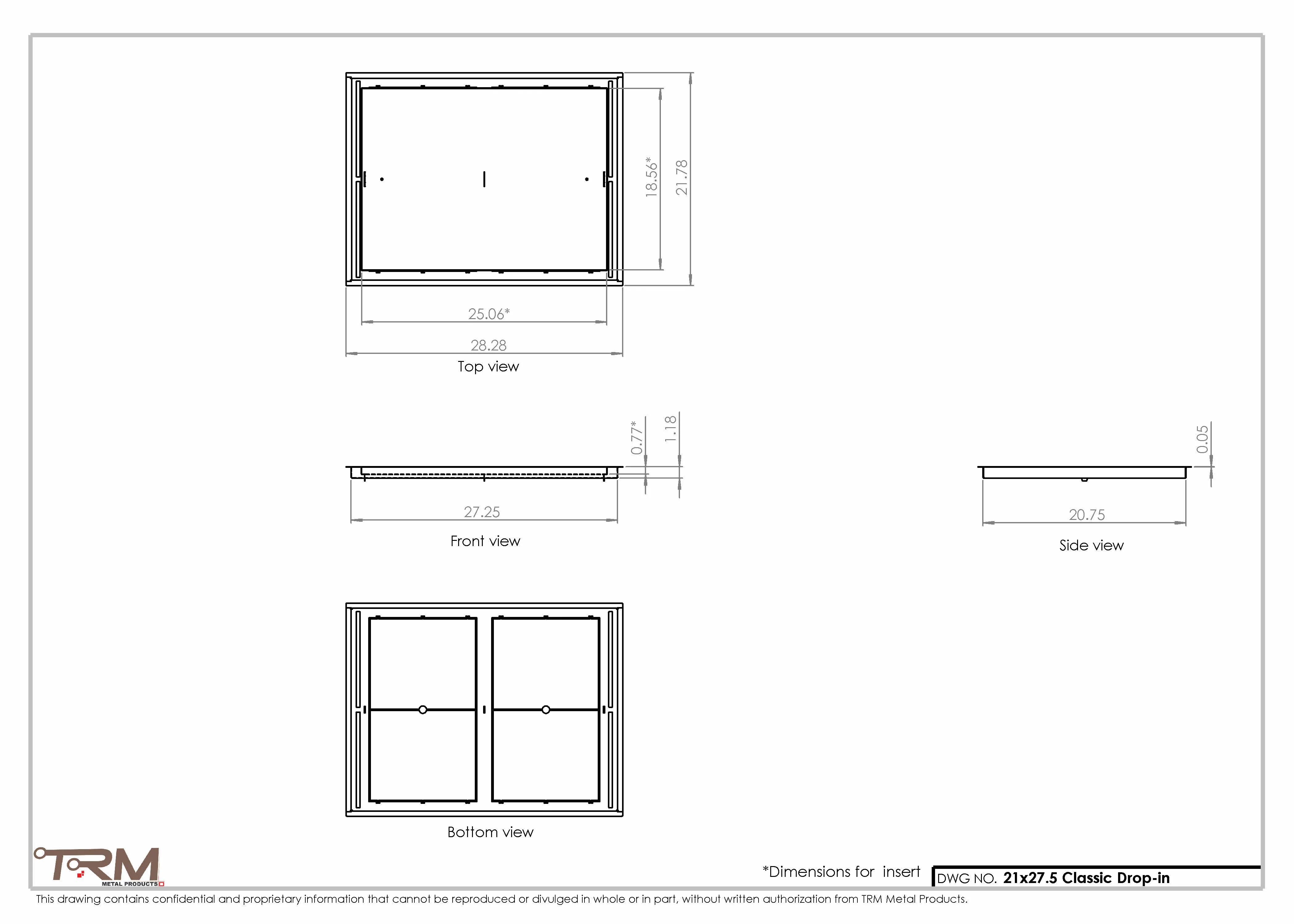 21x27.5 - Classic Drop-in Air Vent, Flush Floor-Matching, All Metal, Floor Vent Cover - TRM Metal  27.5x21 - Image 2