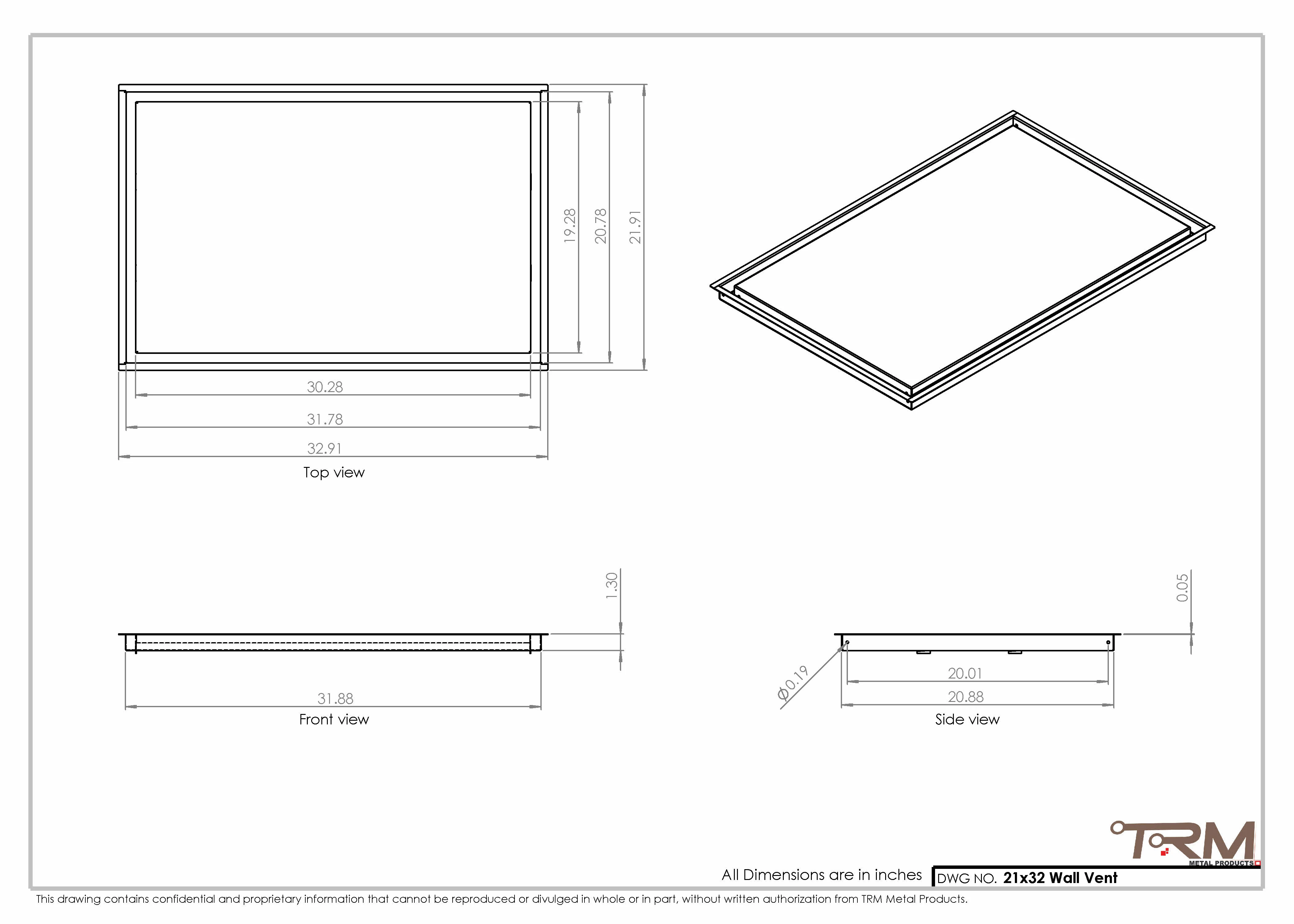 21x32 - Wall Vent - Modern Vent Cover - Return Air Vent - TRM Metal 32x21 - Image 2