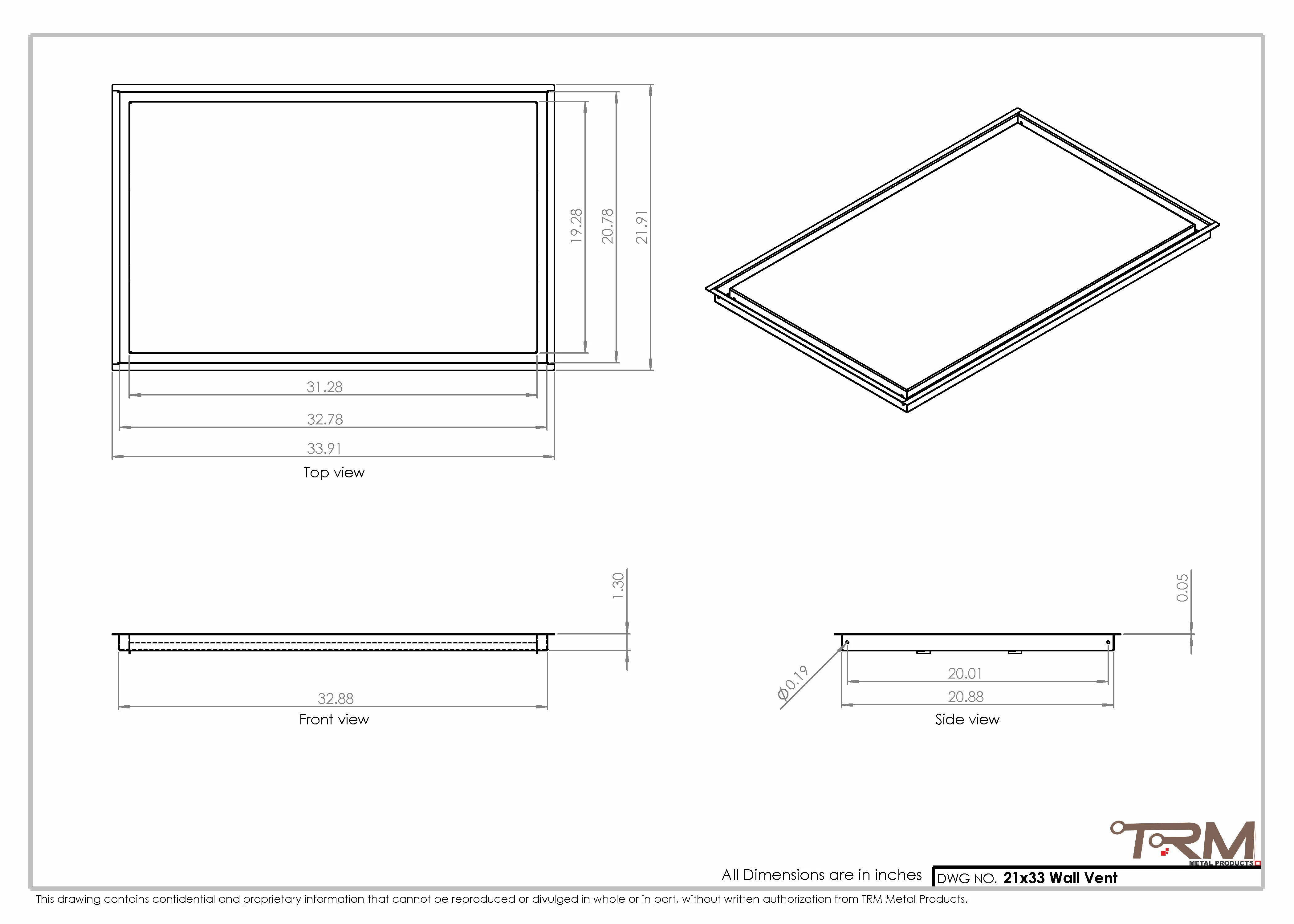 21x33 - Wall Vent - Modern Vent Cover - Return Air Vent - TRM Metal 33x21 - Image 2