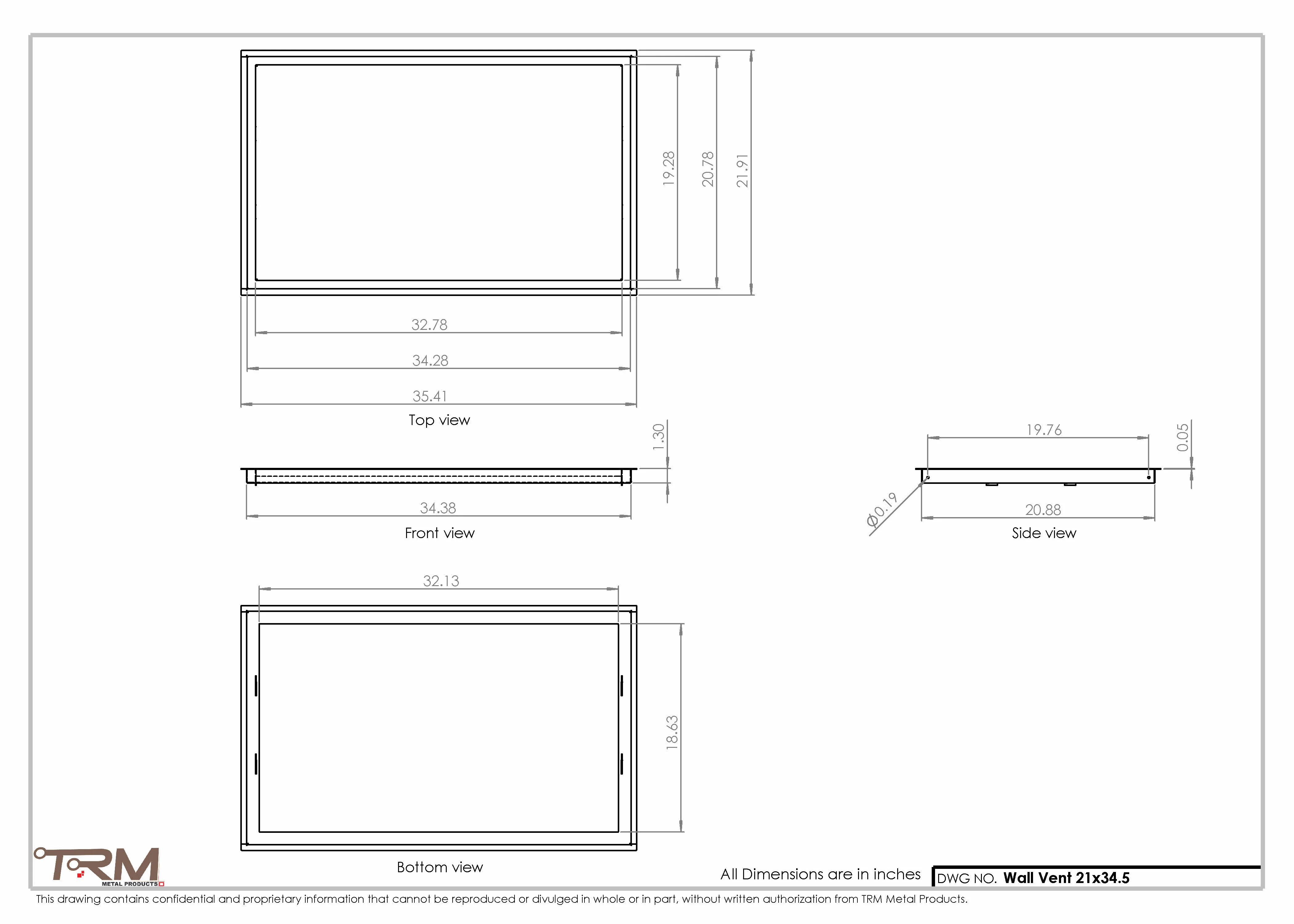 21x34.5 - Wall Vent - Modern Vent Cover -  Return Air Vent - TRM Metal  34.5x21 - Image 2