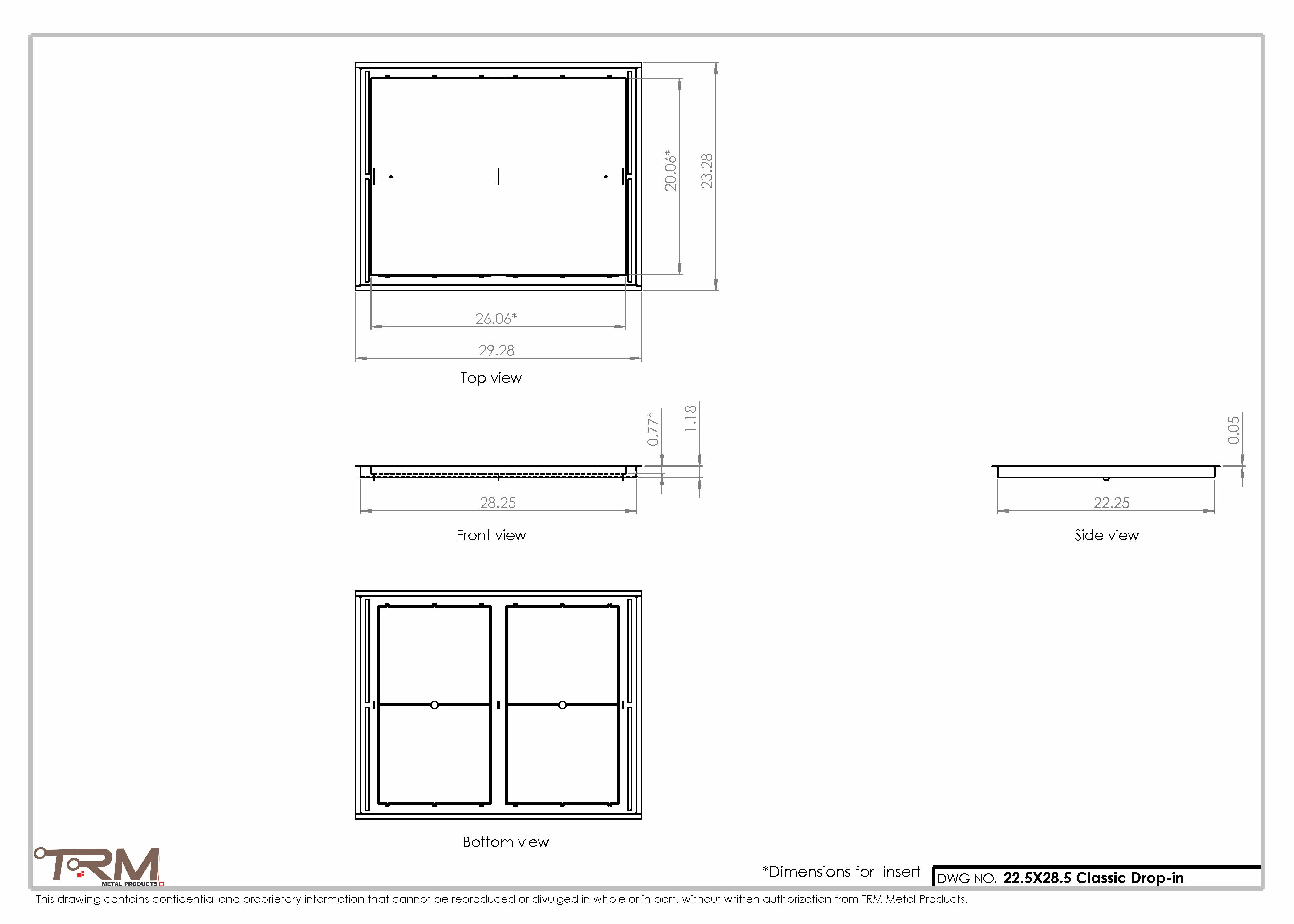 22.5x28.5 - Classic Drop-in Air Vent, Flush Floor-Matching, All Metal, Floor Vent Cover - TRM Metal 28.5x22.5 - Image 2
