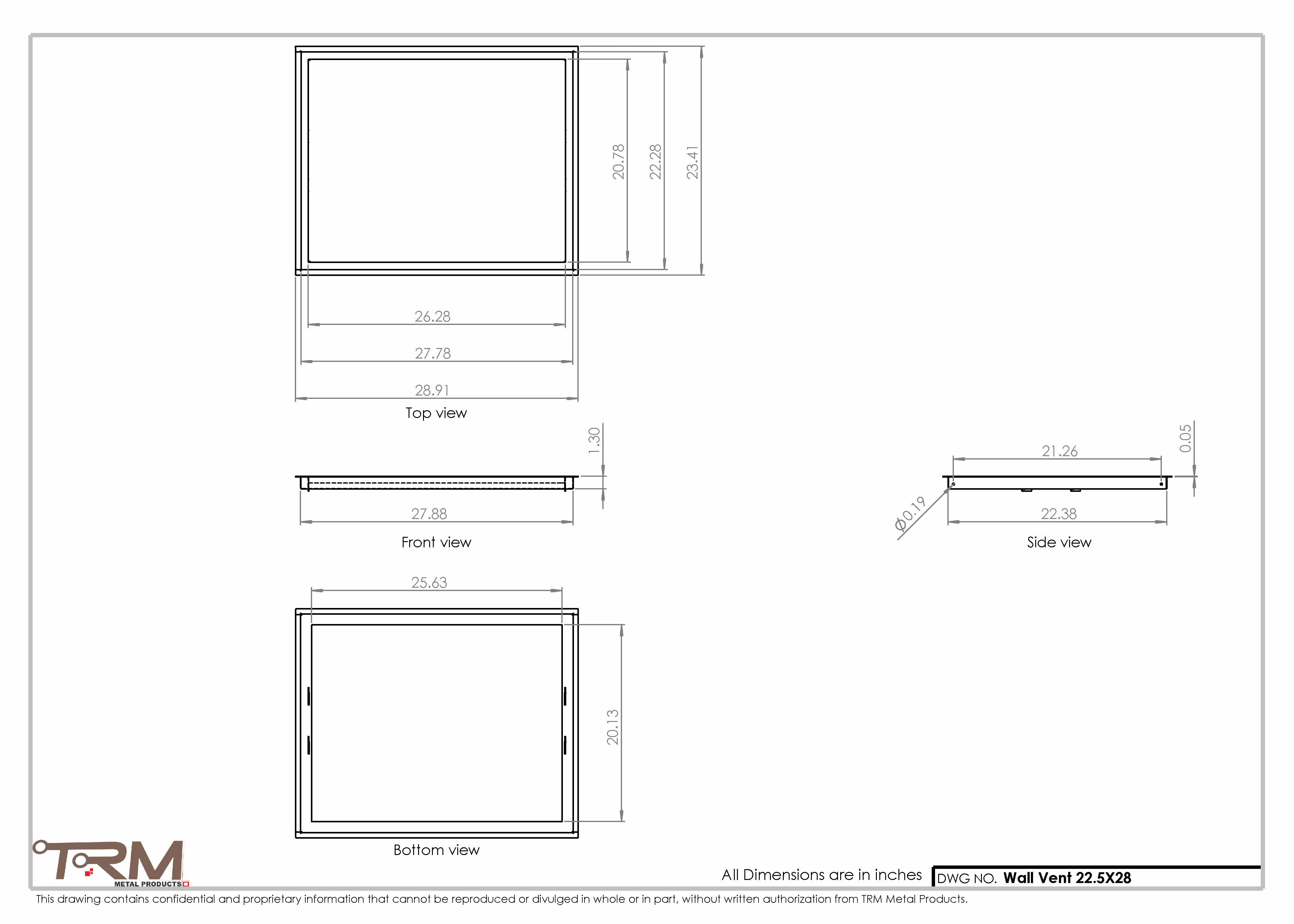 22.5x28 - Wall Vent - Modern Vent Cover -  Return Air Vent - TRM Metal  28x22.5 - Image 2