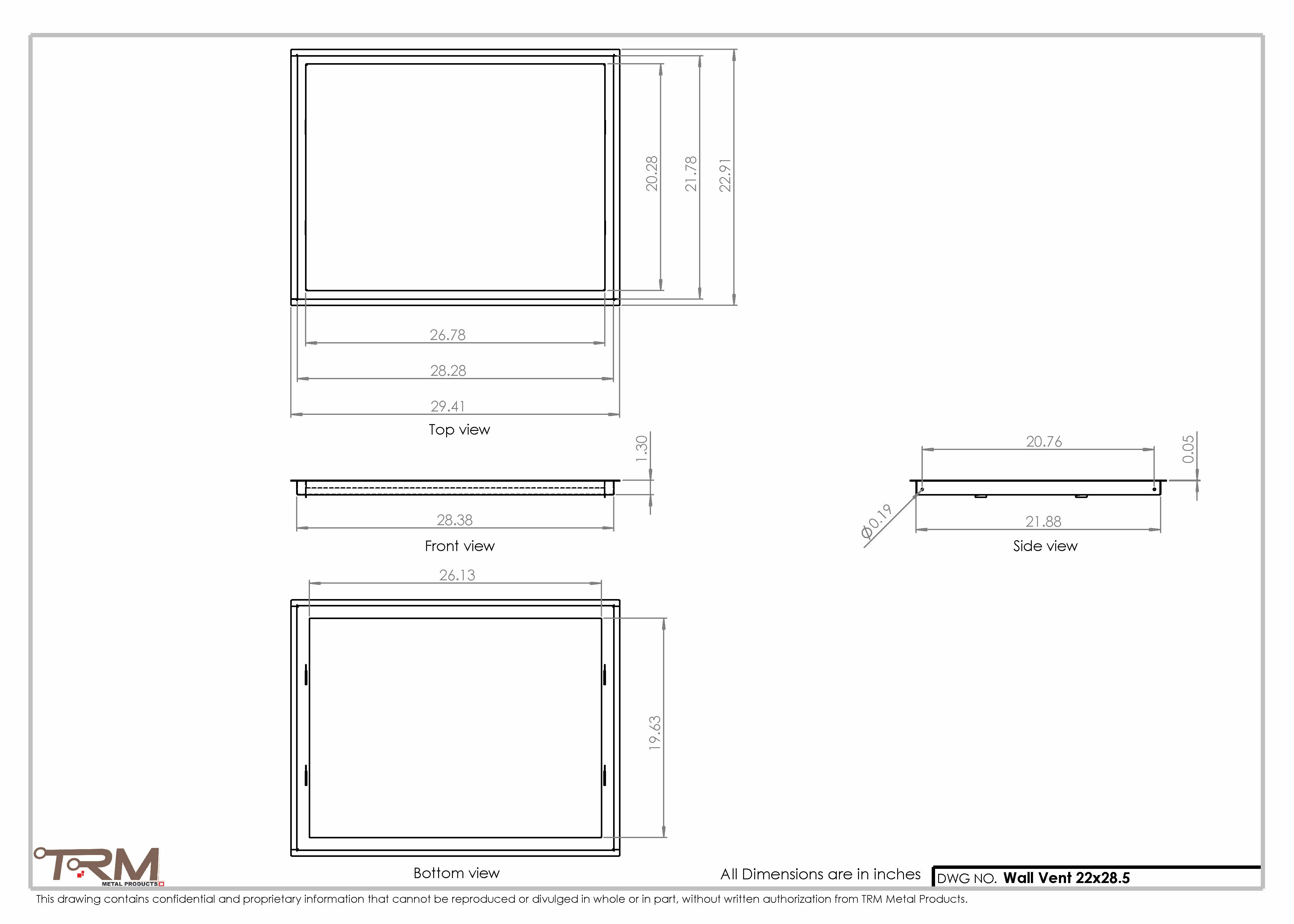 22x28.5 - Wall Vent - Modern Vent Cover -  Return Air Vent - TRM Metal  28.5x22 - Image 2