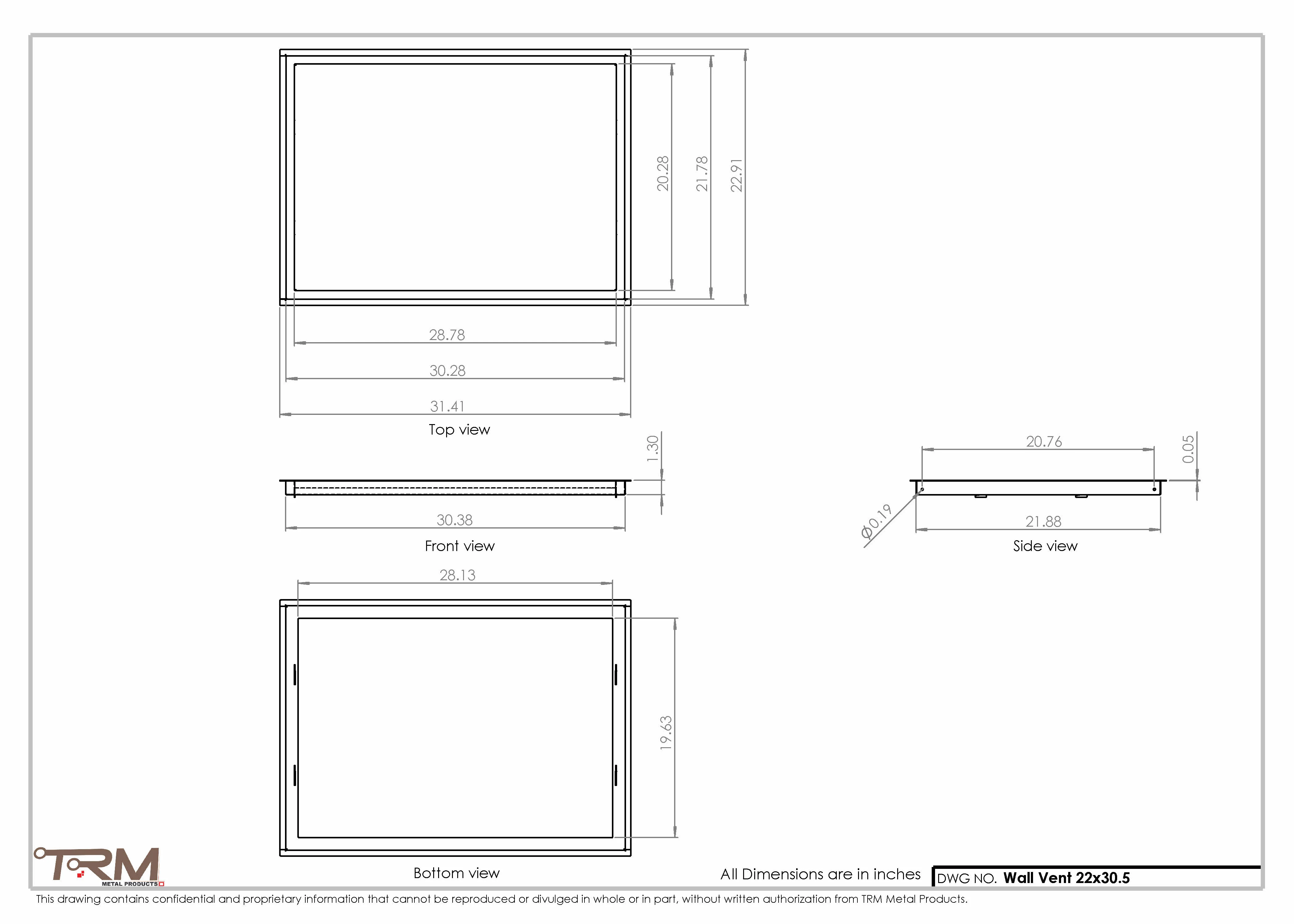 22x30.5 - Wall Vent - Modern Vent Cover - Return Air Vent - TRM Metal 30.5x22 - Image 2