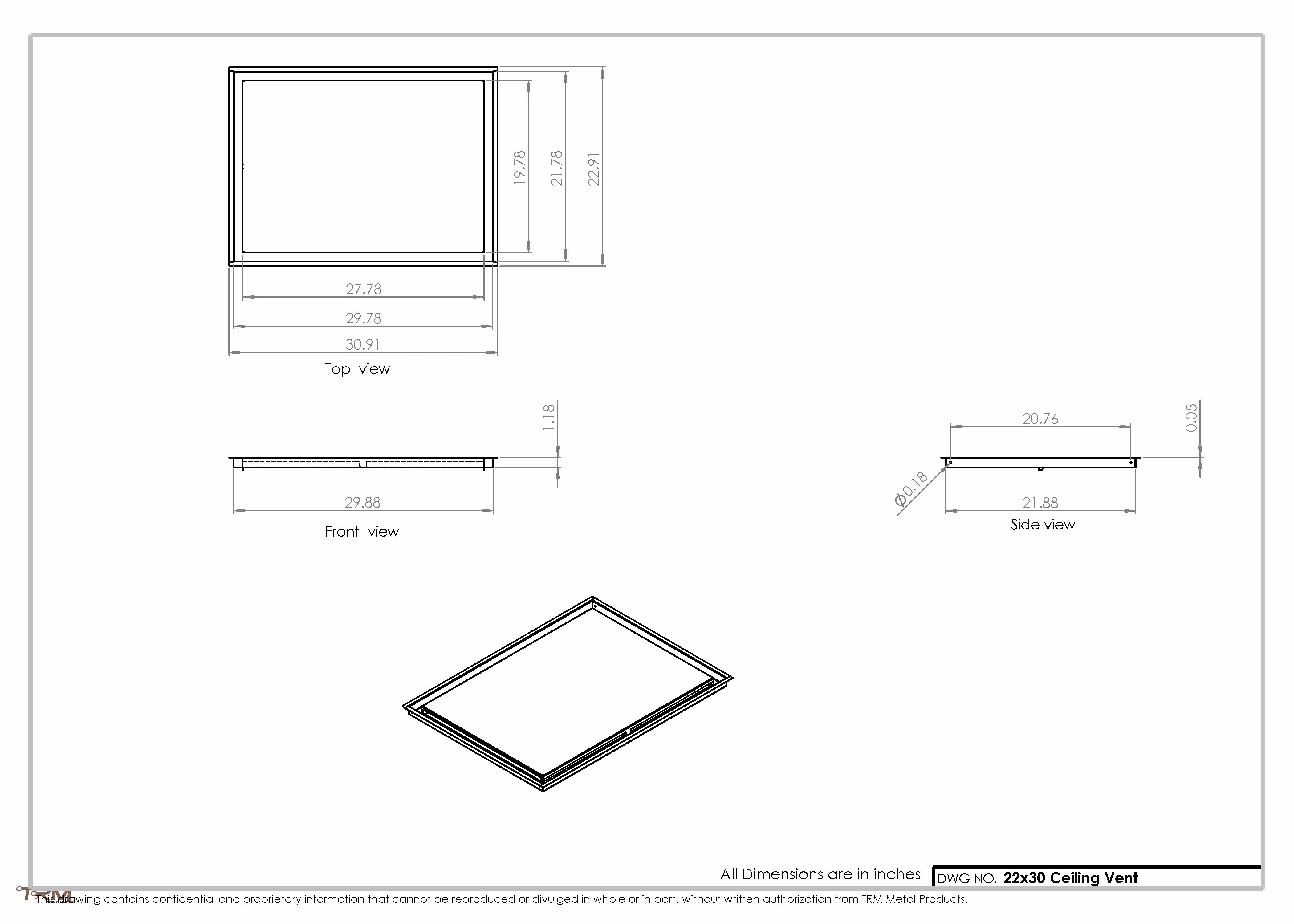 22x30-Modern-Ceiling-Vent Cover-TRM Metal- 30x22 - Image 2