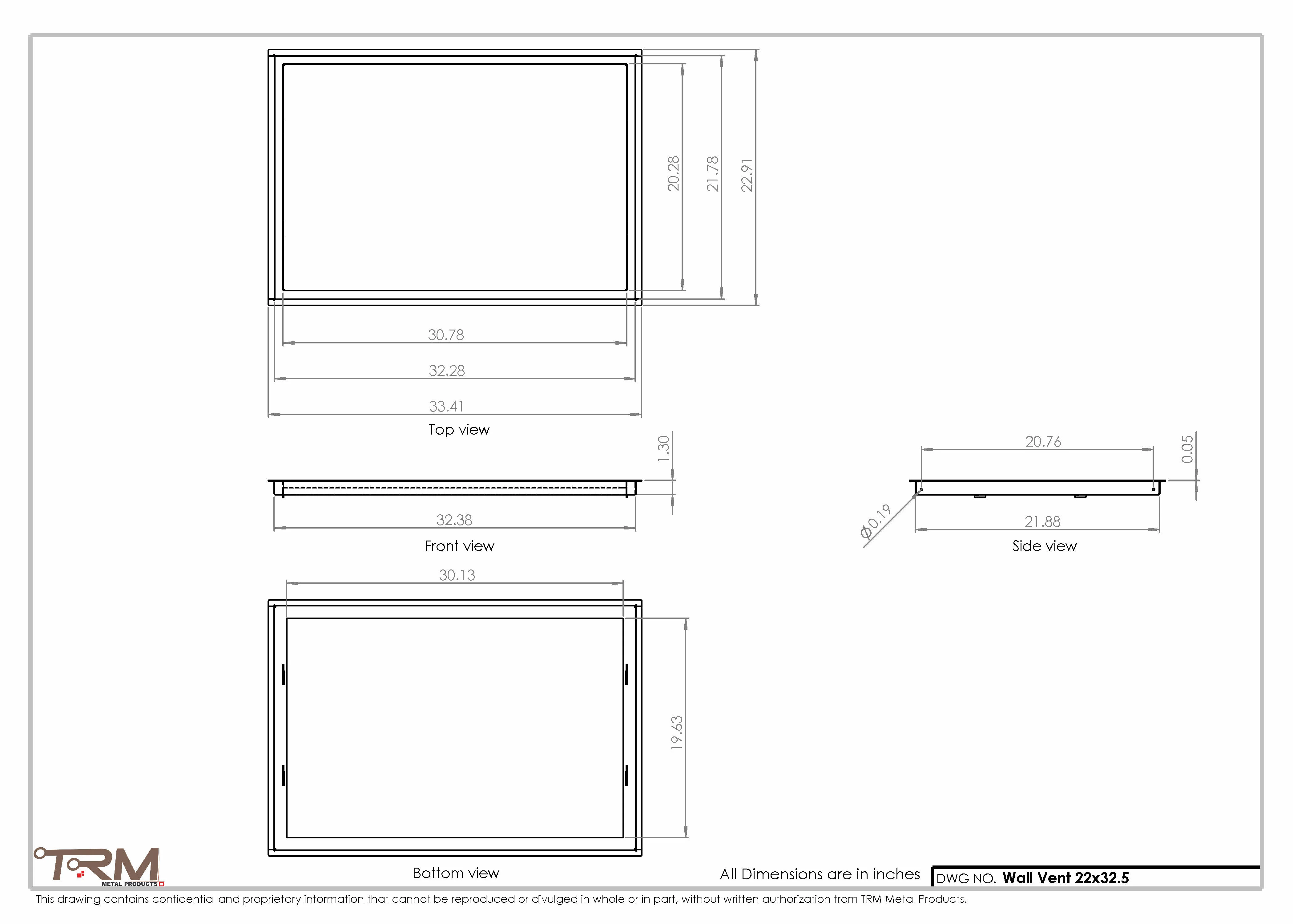 22x32.5 - Wall Vent - Modern Vent Cover -  Return Air Vent - TRM Metal  32.5x22 - Image 2