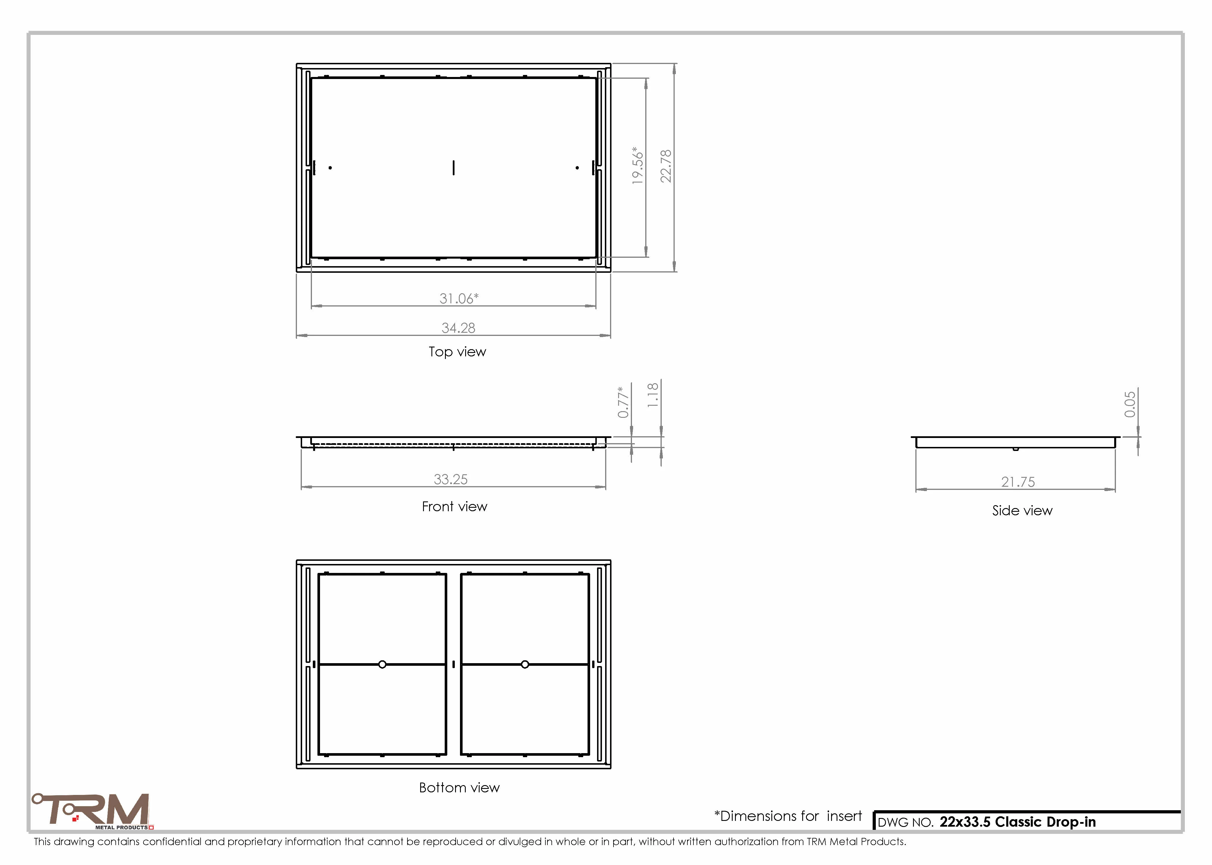 22x33.5 - Classic Drop-in Air Vent, Flush Floor-Matching, All Metal, Floor Vent Cover - TRM Metal  33.5x22 - Image 2