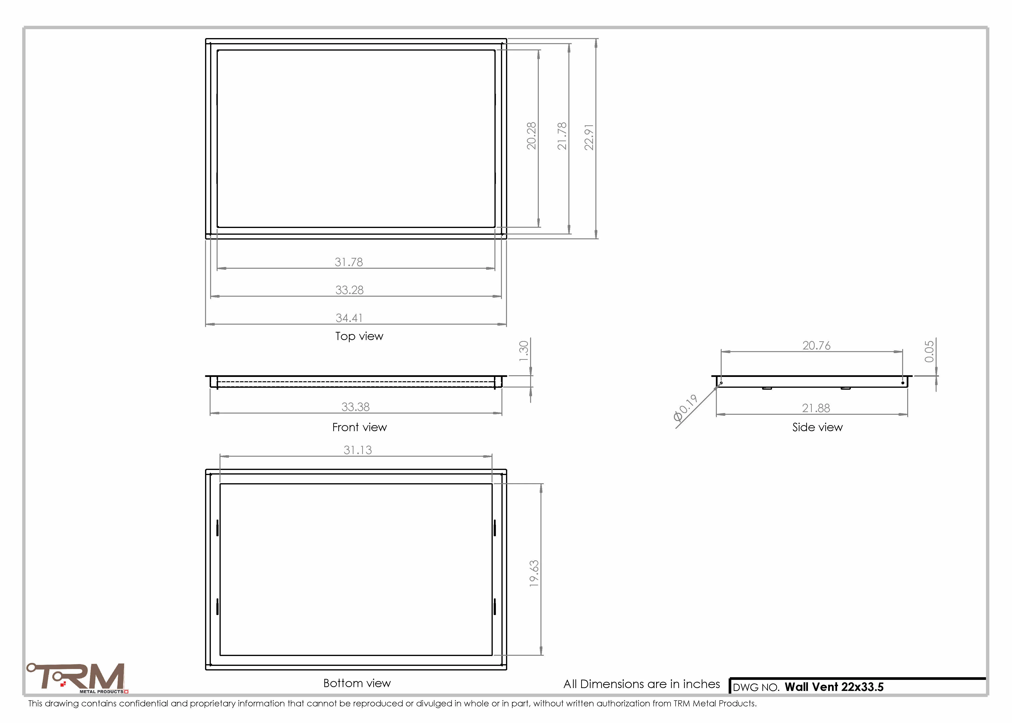 22x33.5 - Wall Vent - Modern Vent Cover -  Return Air Vent - TRM Metal  33.5x22 - Image 2