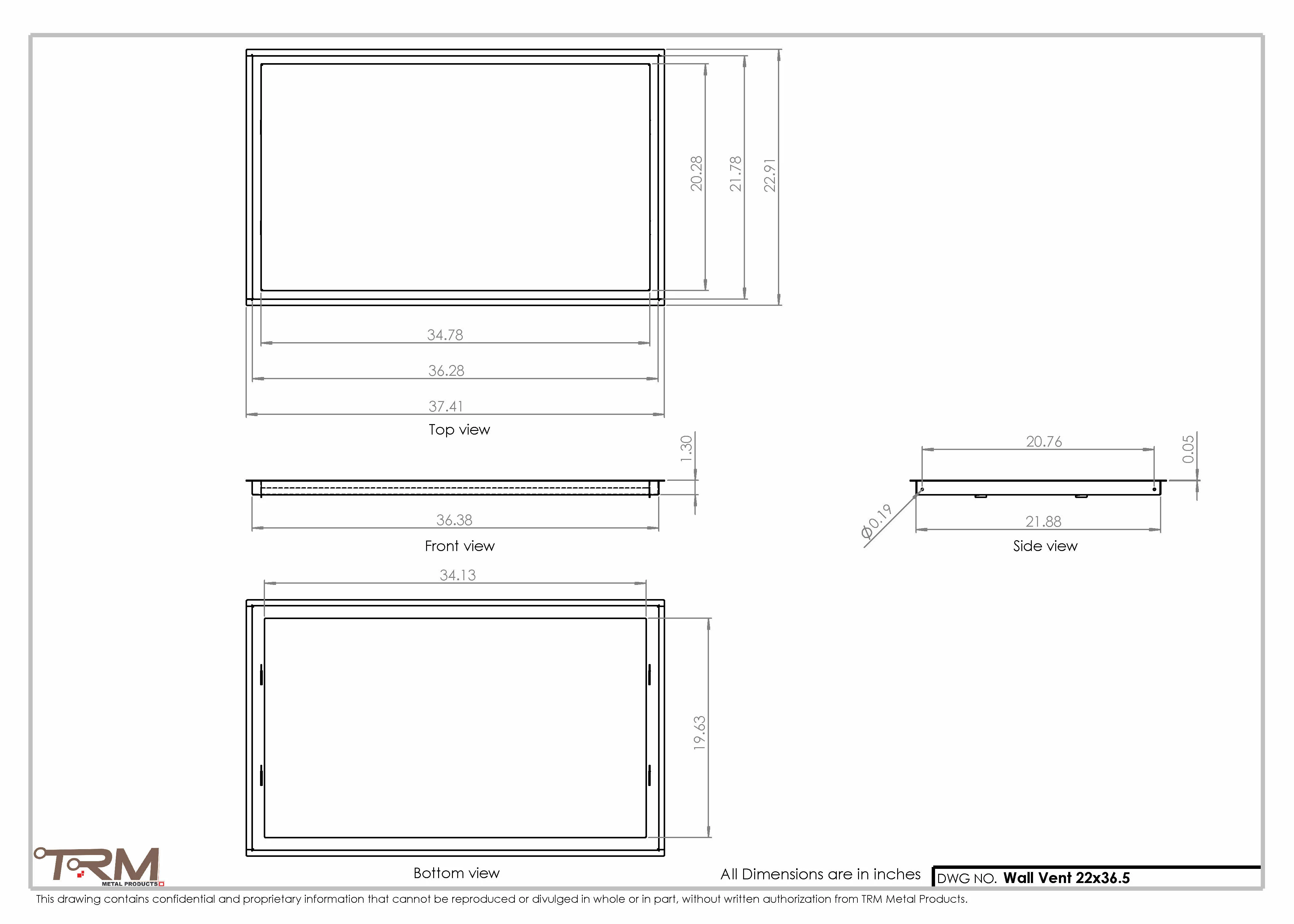 22x36.5 - Wall Vent - Modern Vent Cover -  Return Air Vent - TRM Metal  36.5x22 - Image 2